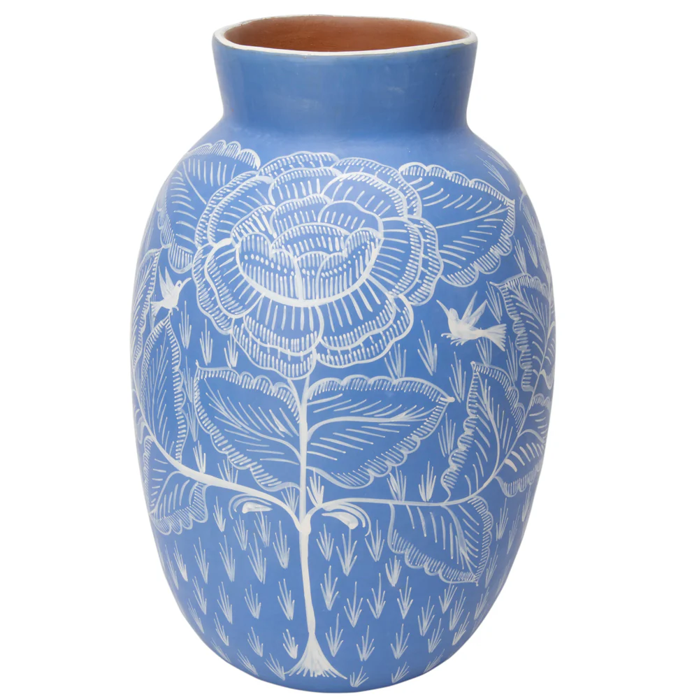 Huancito Sky Blue Floral Vase - Image 3