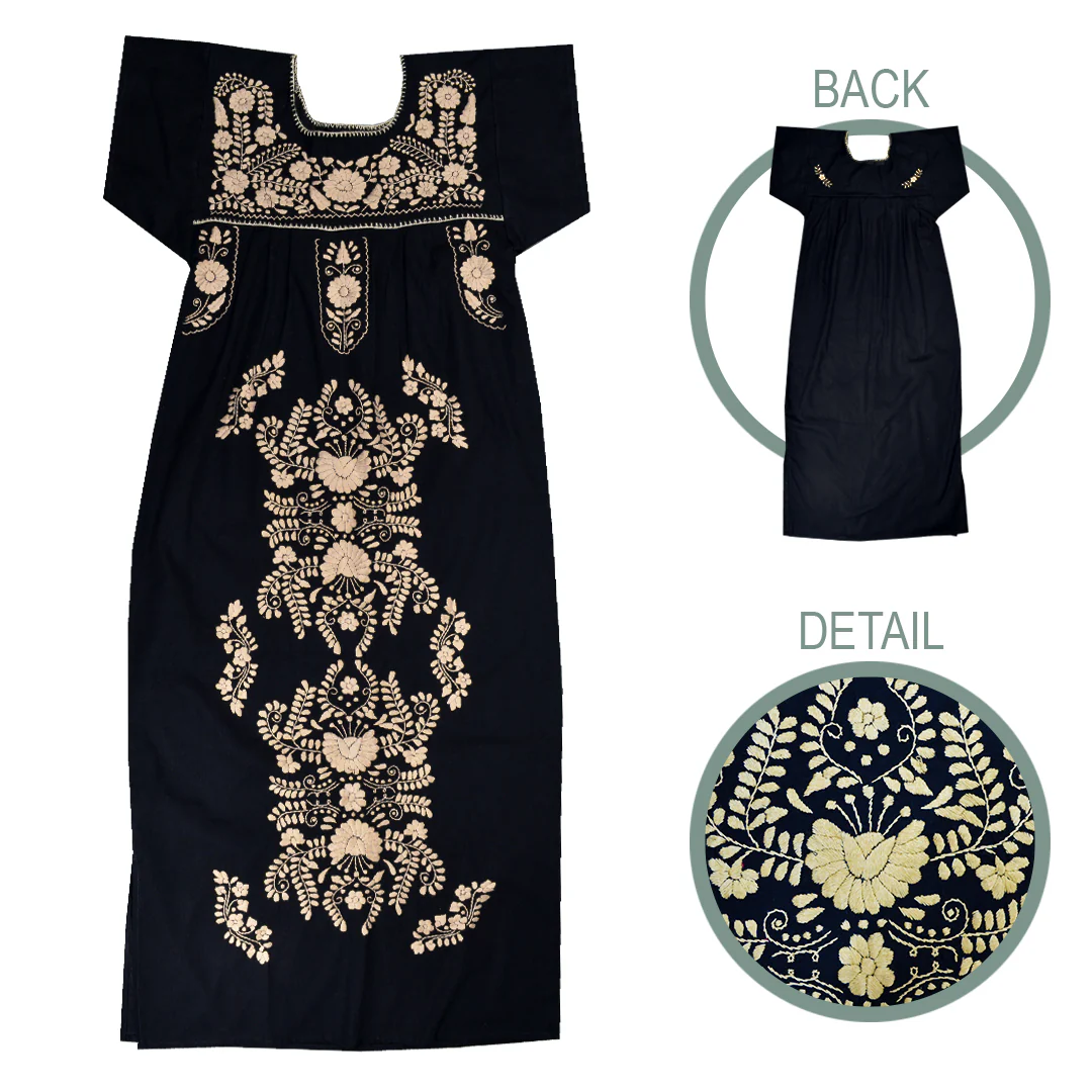 Chilac Floral Embroidered Mexican Long Dress - Image 28