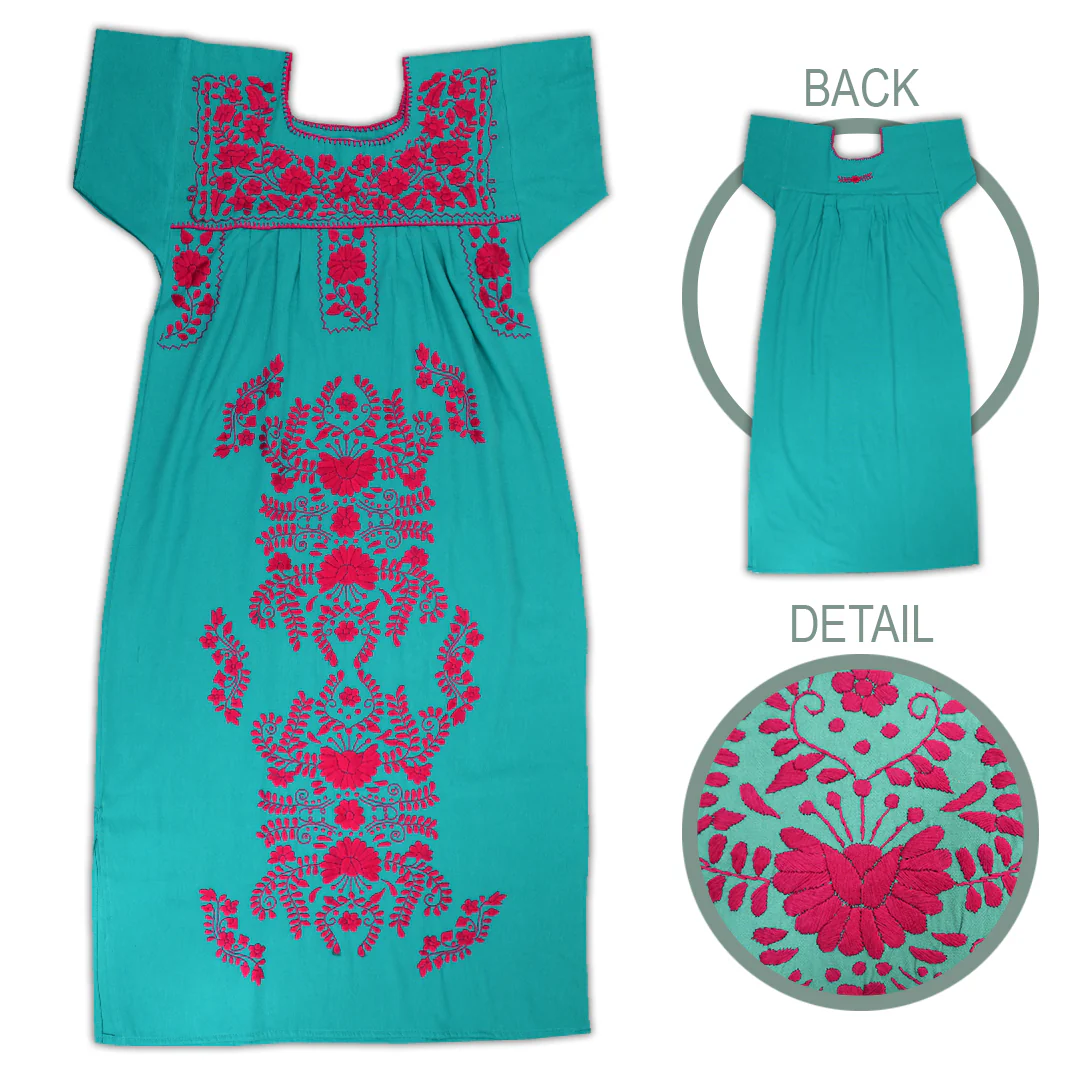 Chilac Floral Embroidered Mexican Long Dress - Image 29