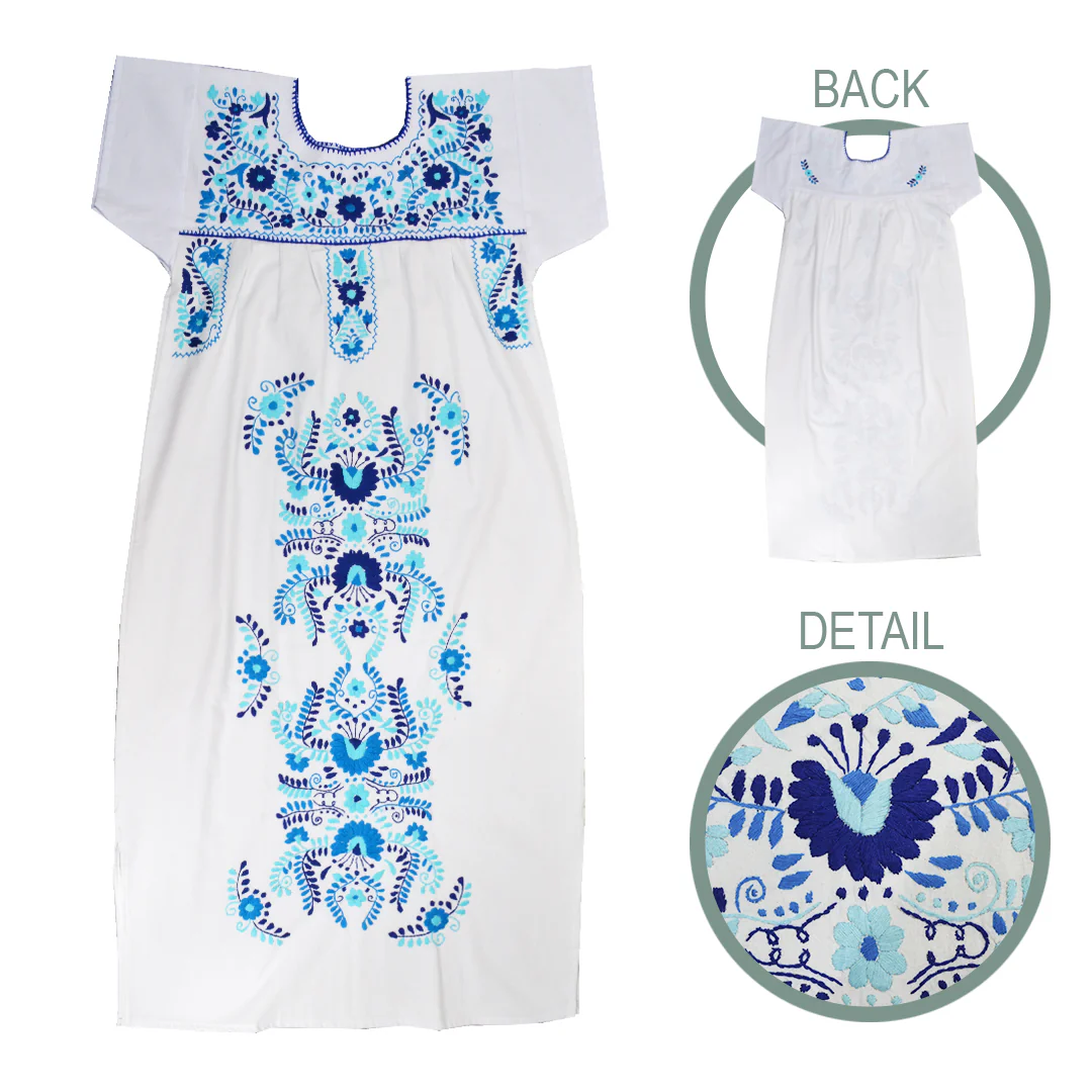 Chilac Floral Embroidered Mexican Long Dress - Image 30