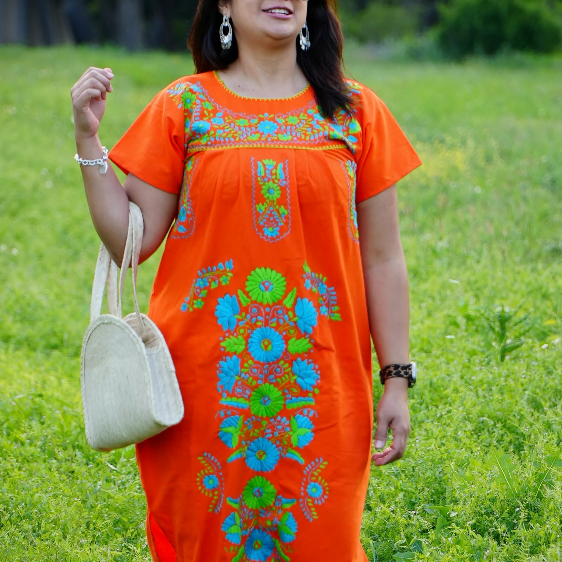 Chilac Floral Embroidered Mexican Long Dress - Image 7