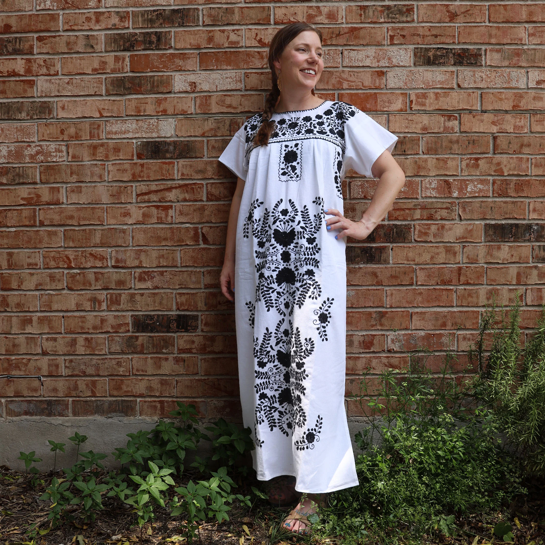 Chilac Floral Embroidered Mexican Long Dress - Image 8