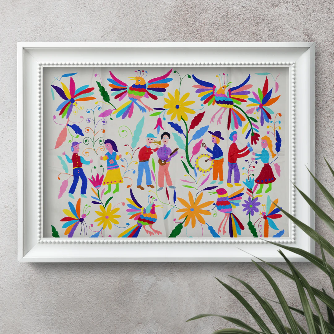 El Baile Otomí Hand-Embroidered Tapestry - Image 4