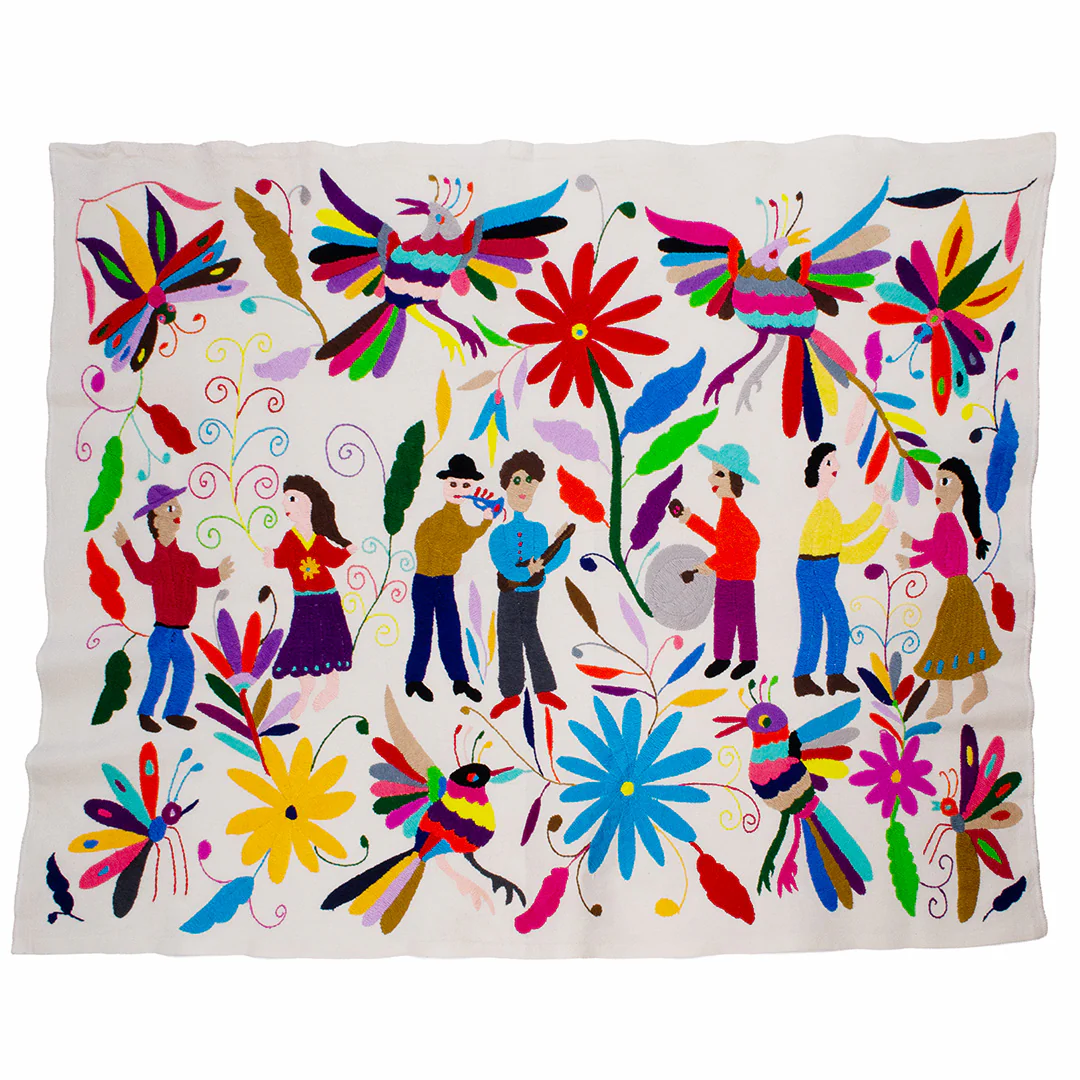 El Baile Otomí Hand-Embroidered Tapestry - Image 6