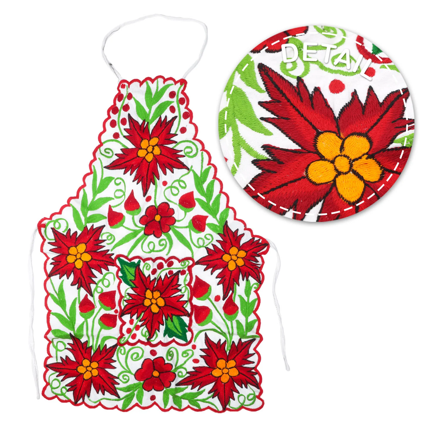 Embroidered Poinsettia Apron - Image 6