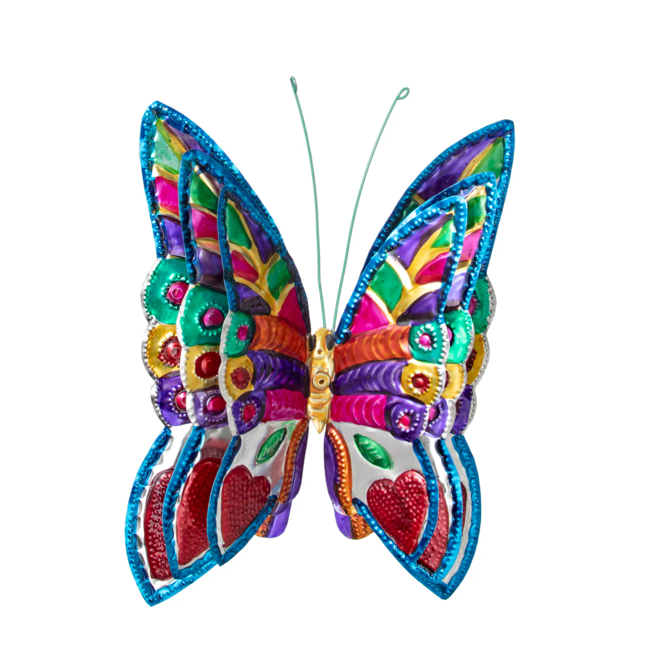 Hand-Painted Butterflies Set of 3 Milagro Tin Art - Image 7