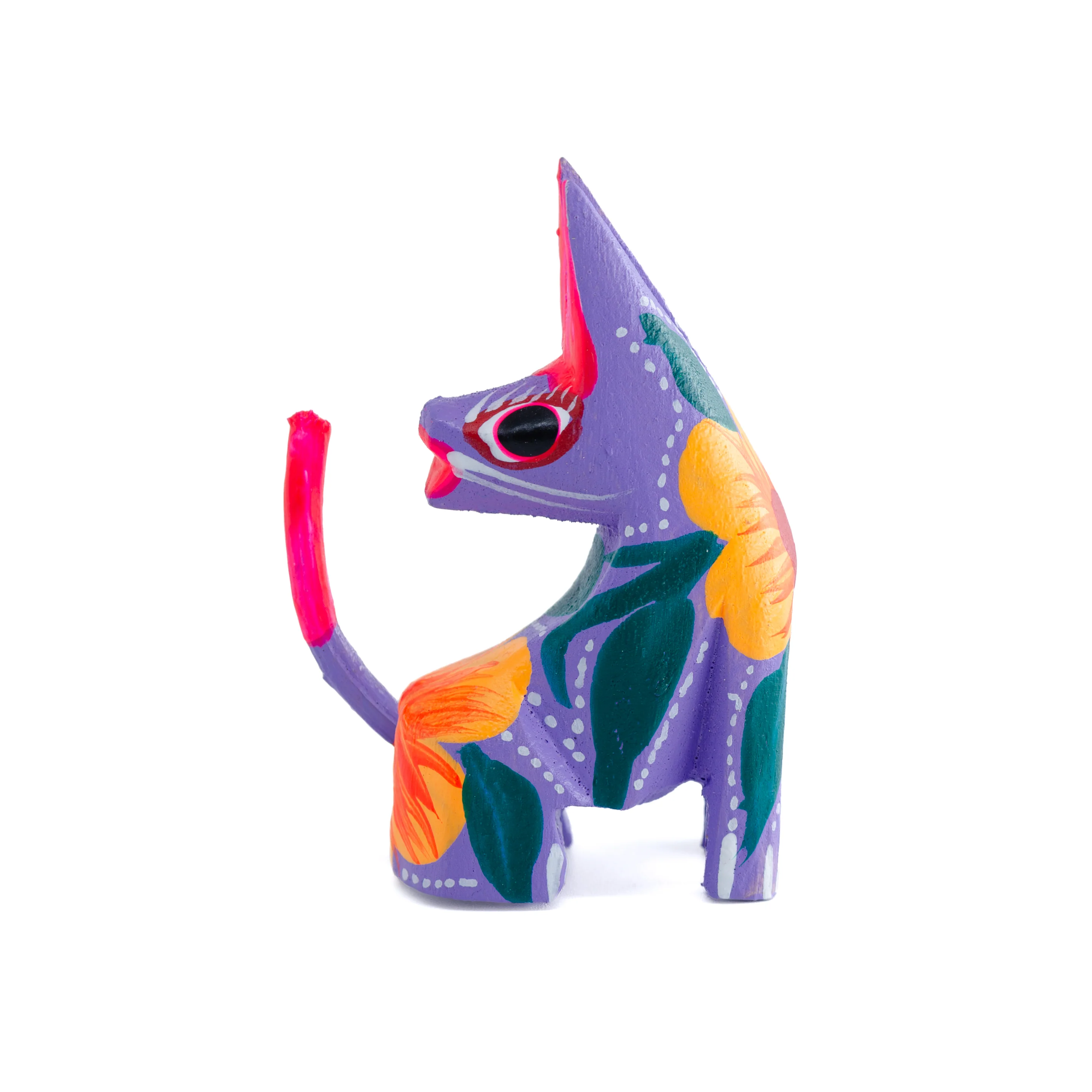 Hand Painted Head Turned Coyote Wooden Figurine - Image 8