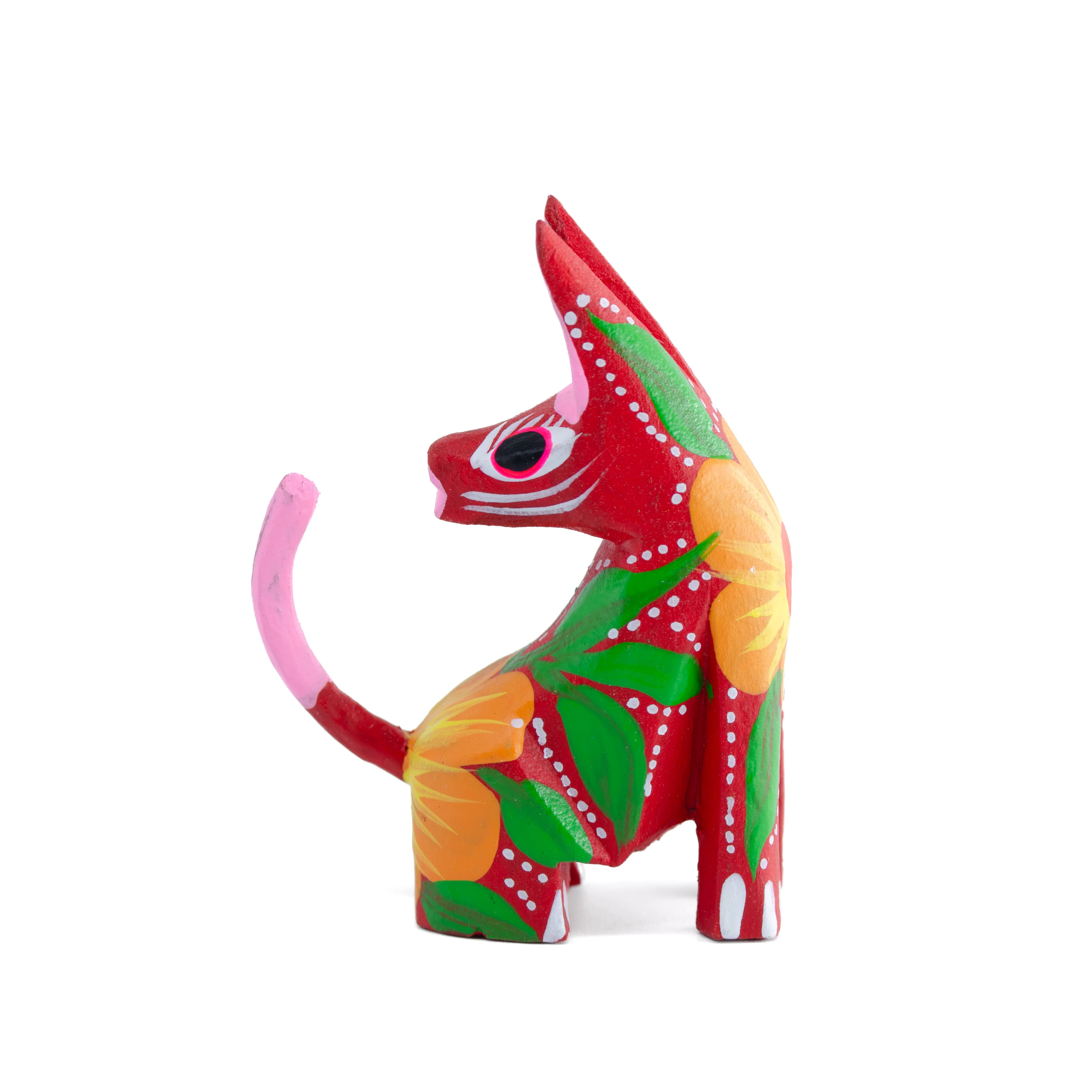 Hand Painted Head Turned Coyote Wooden Figurine - Image 9