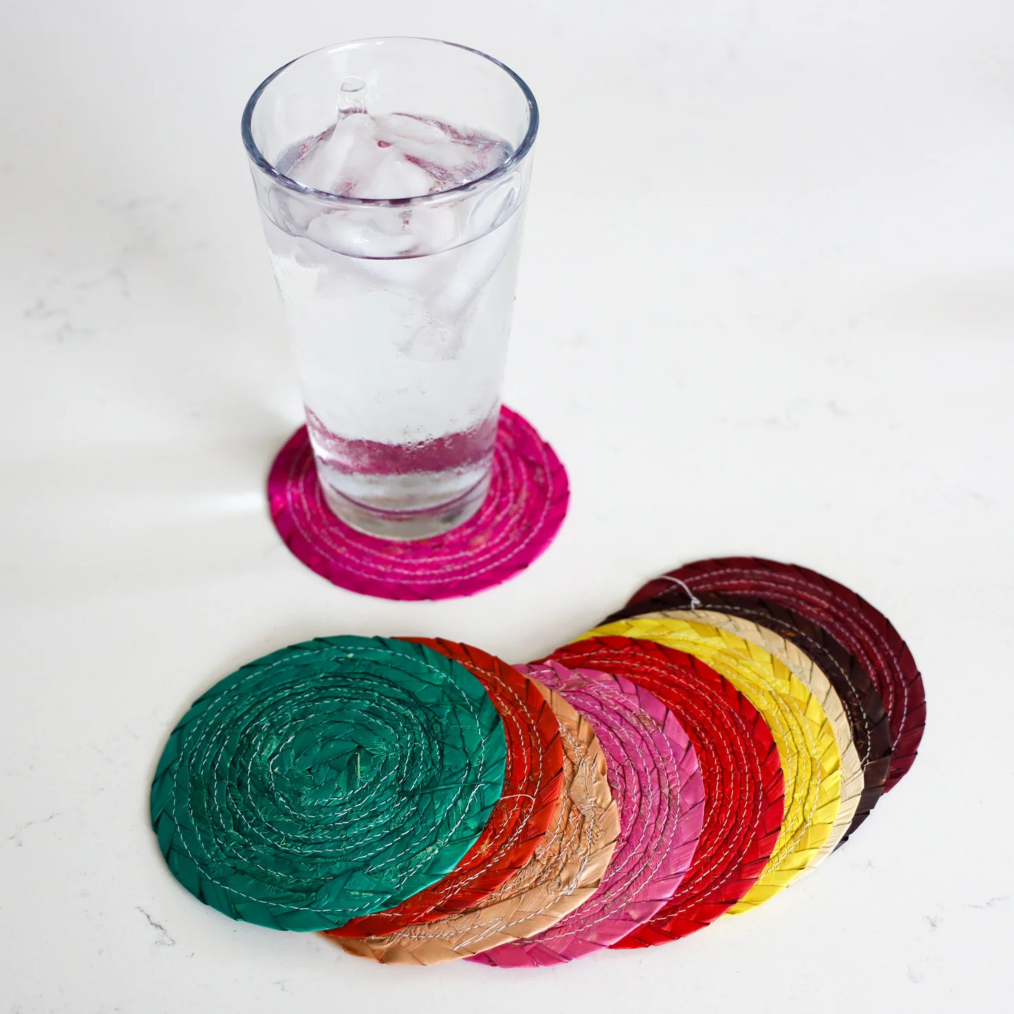 Handwoven Natural Palm Coasters - Image 3