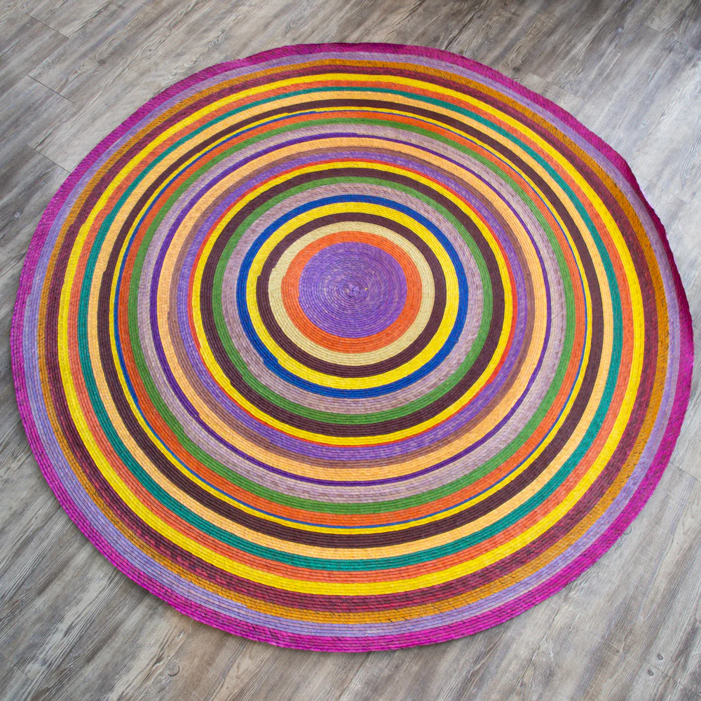 Handwoven Palm Round Area Rug (59" diameter) - Image 7