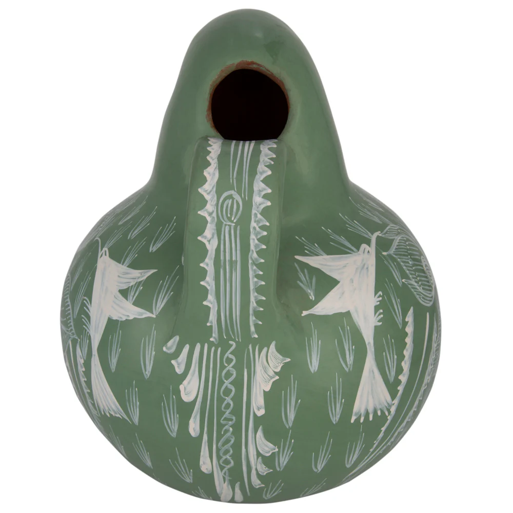 Huancito Hand-Painted Clay Bird Jug - Image 3