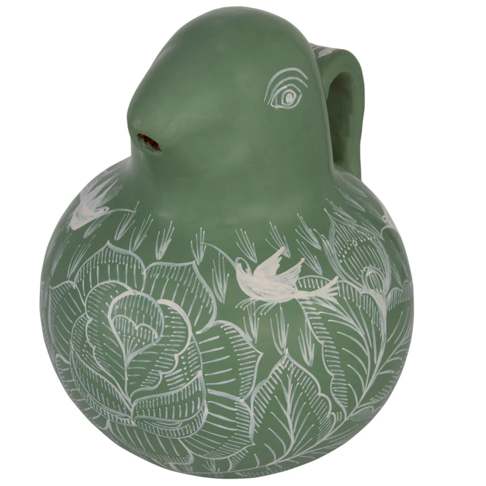 Huancito Hand-Painted Clay Bird Jug - Image 4