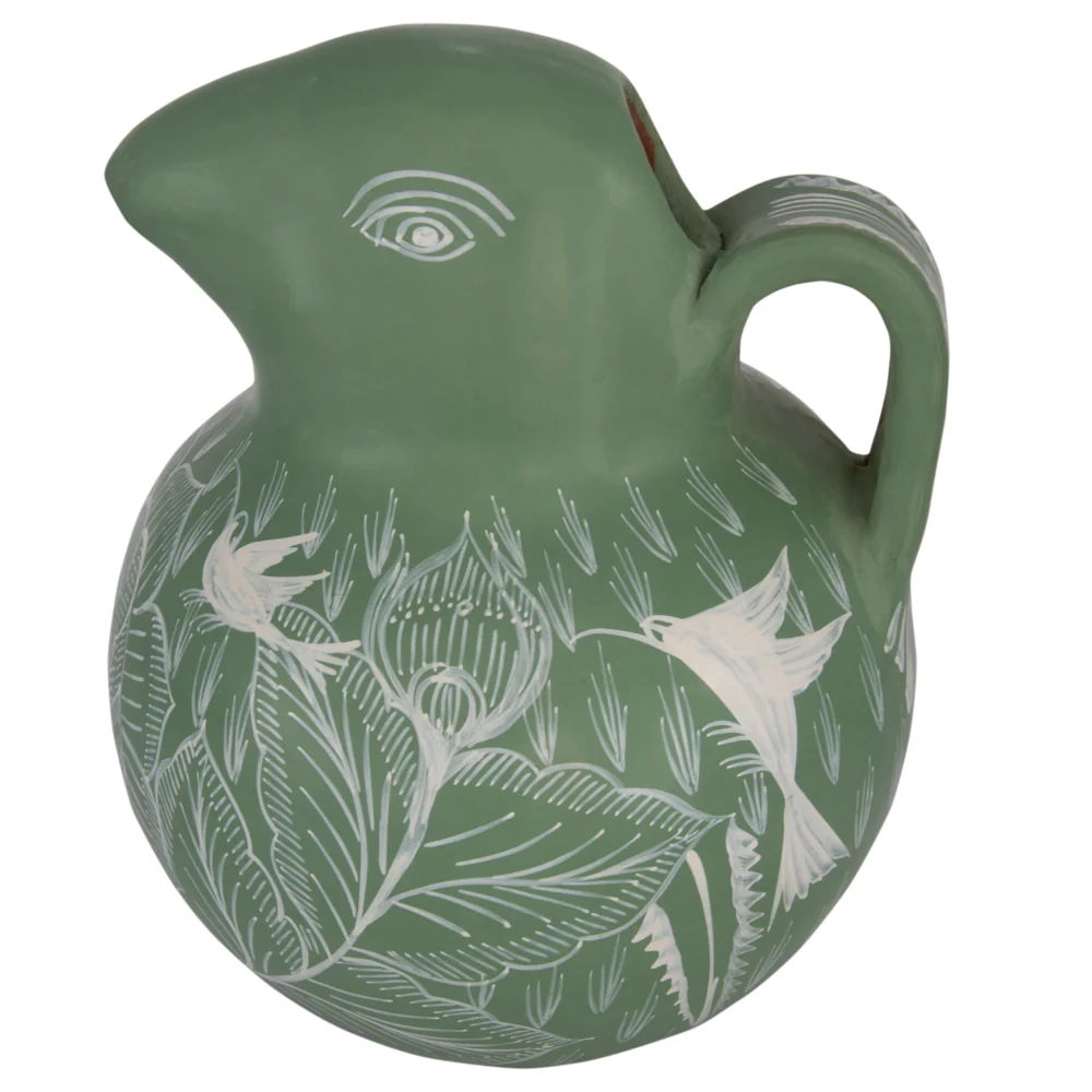 Huancito Hand-Painted Clay Bird Jug - Image 5