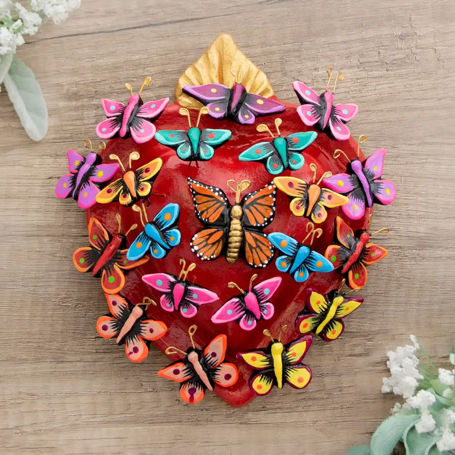 Kaleidoscope Heart - Clay Heart with Butterflies - Image 5