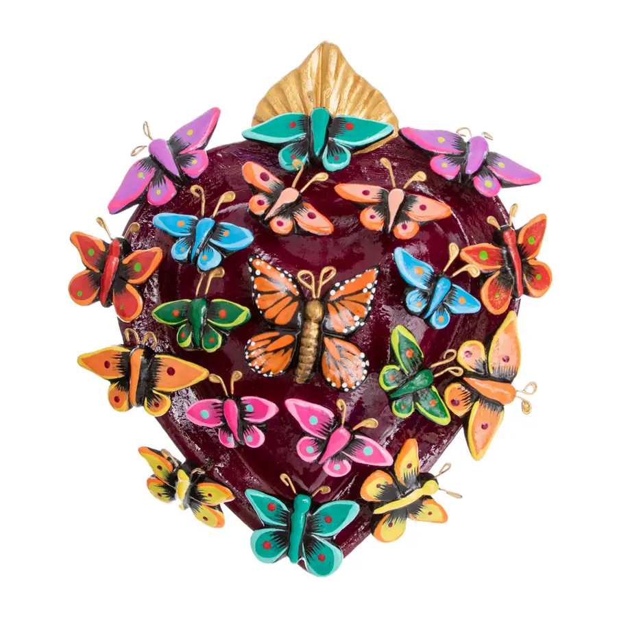 Kaleidoscope Heart - Clay Heart with Butterflies - Image 7