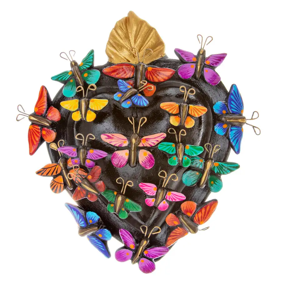 Kaleidoscope Heart - Clay Heart with Butterflies - Image 9