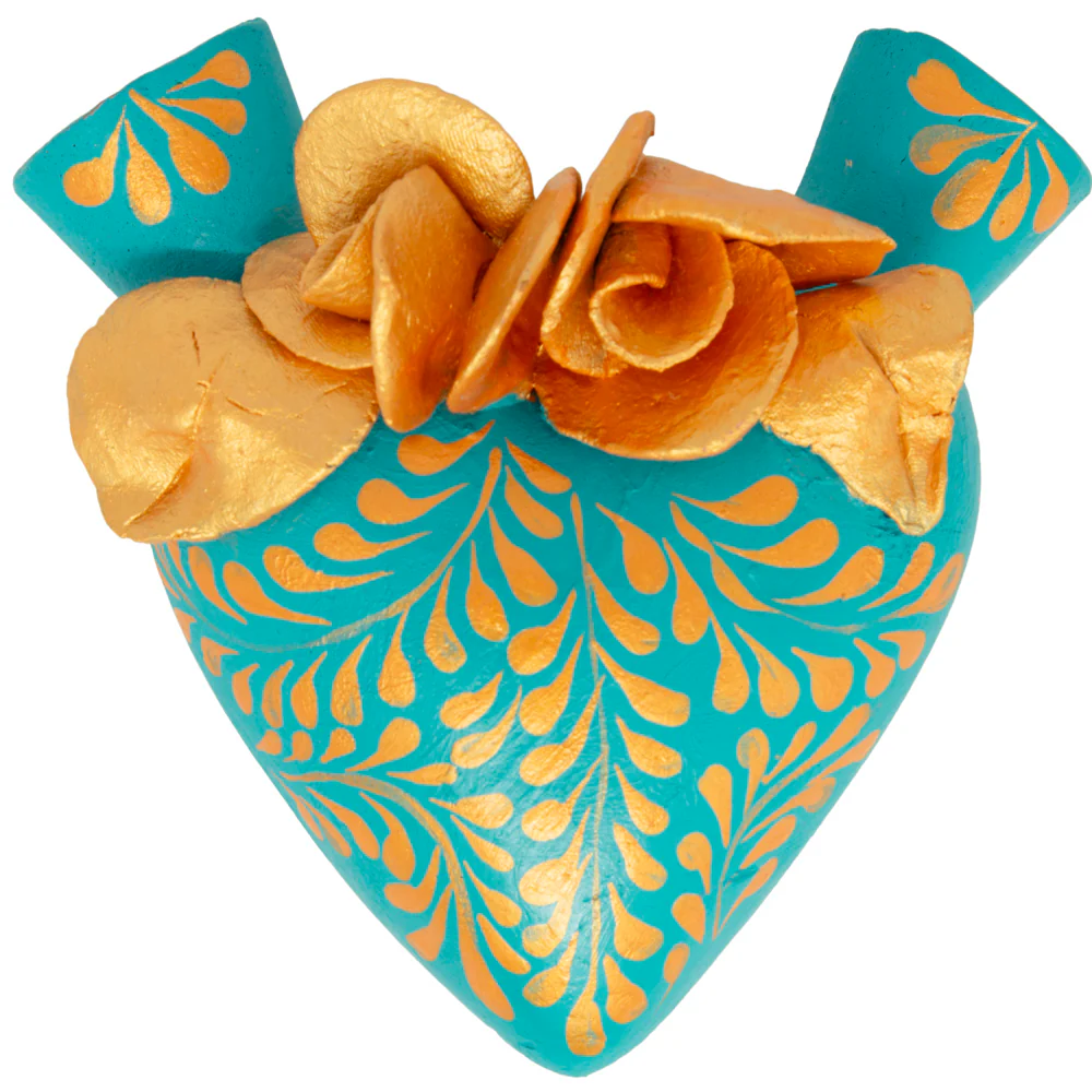 La Flor - Mexican Hand-Painted Hearts - Image 38