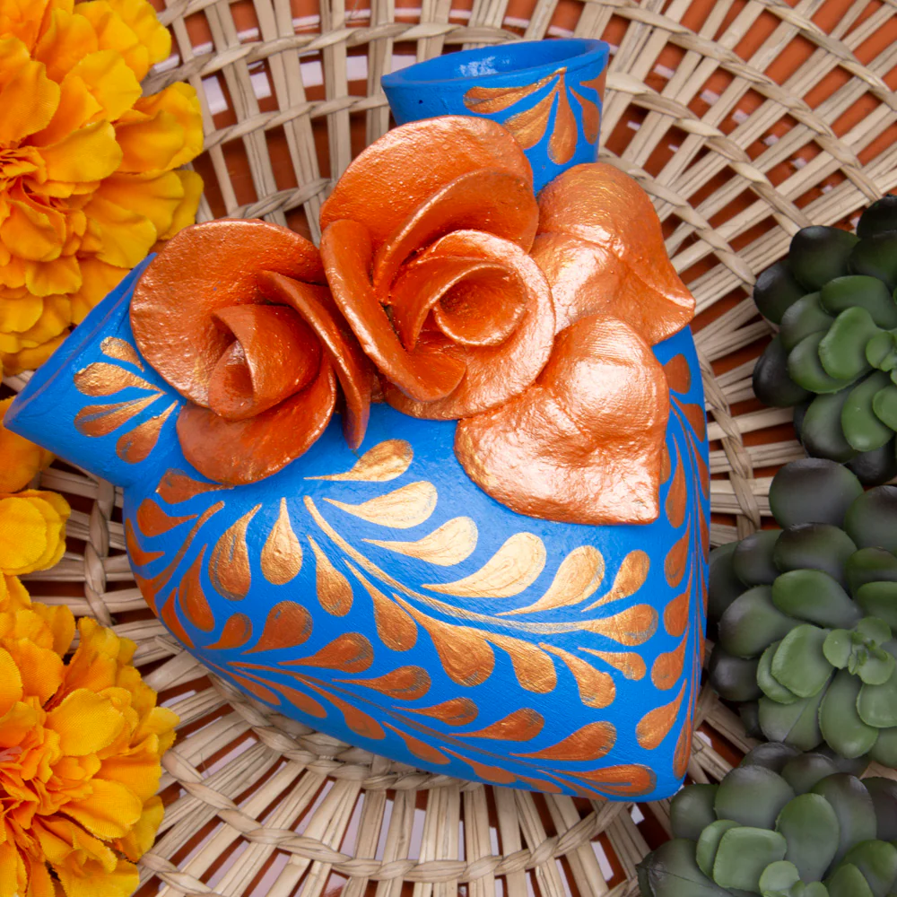 La Flor - Mexican Hand-Painted Hearts - Image 4