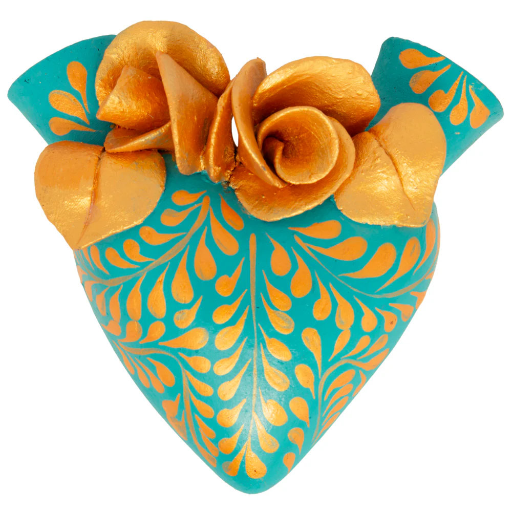 La Flor - Mexican Hand-Painted Hearts - Image 41