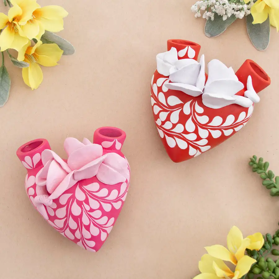 La Flor - Mexican Hand-Painted Hearts - Image 5