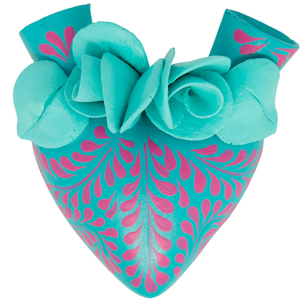 La Flor - Mexican Hand-Painted Hearts - Image 61