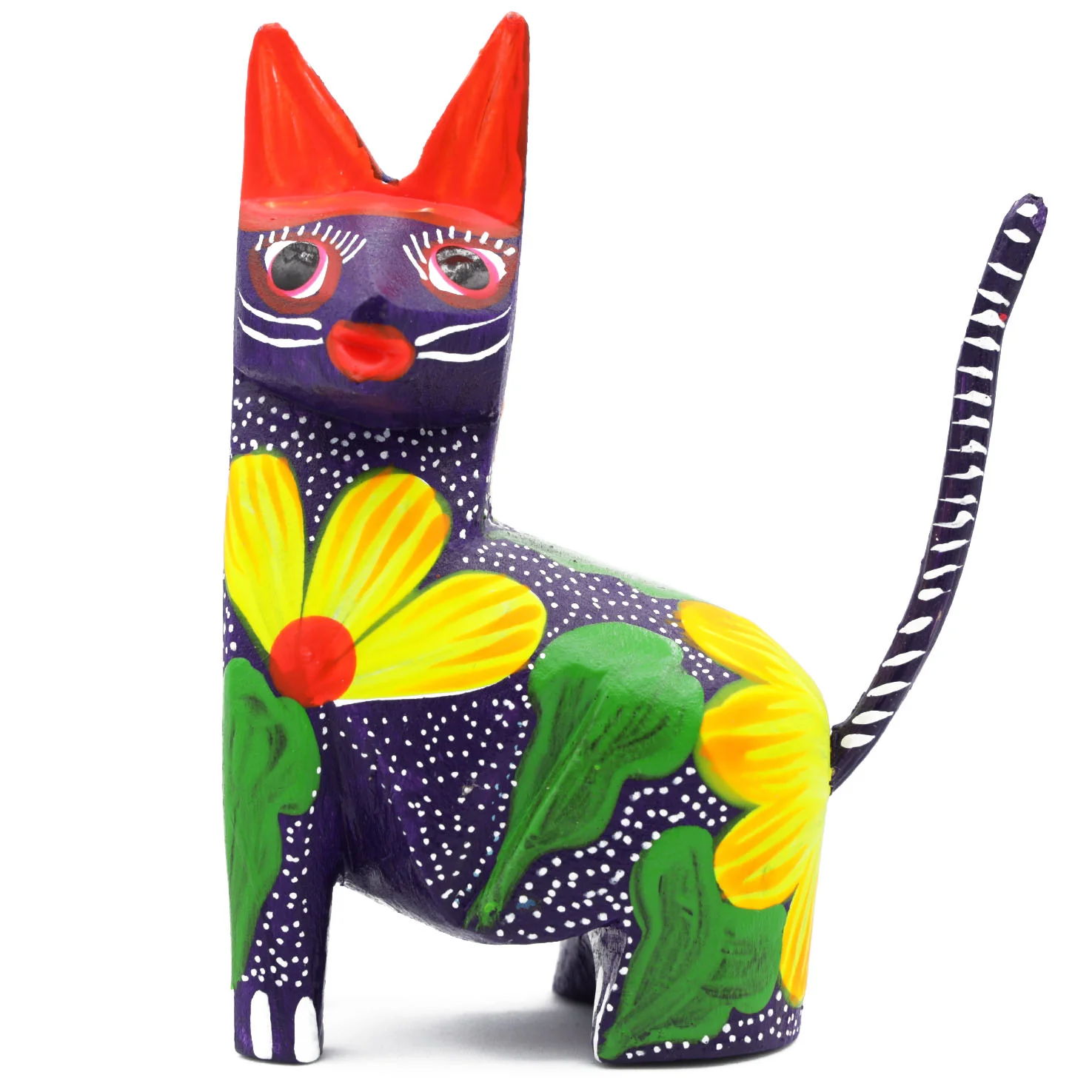 Large Hand Painted Sitting Cat Wooden Figurine - Image 11