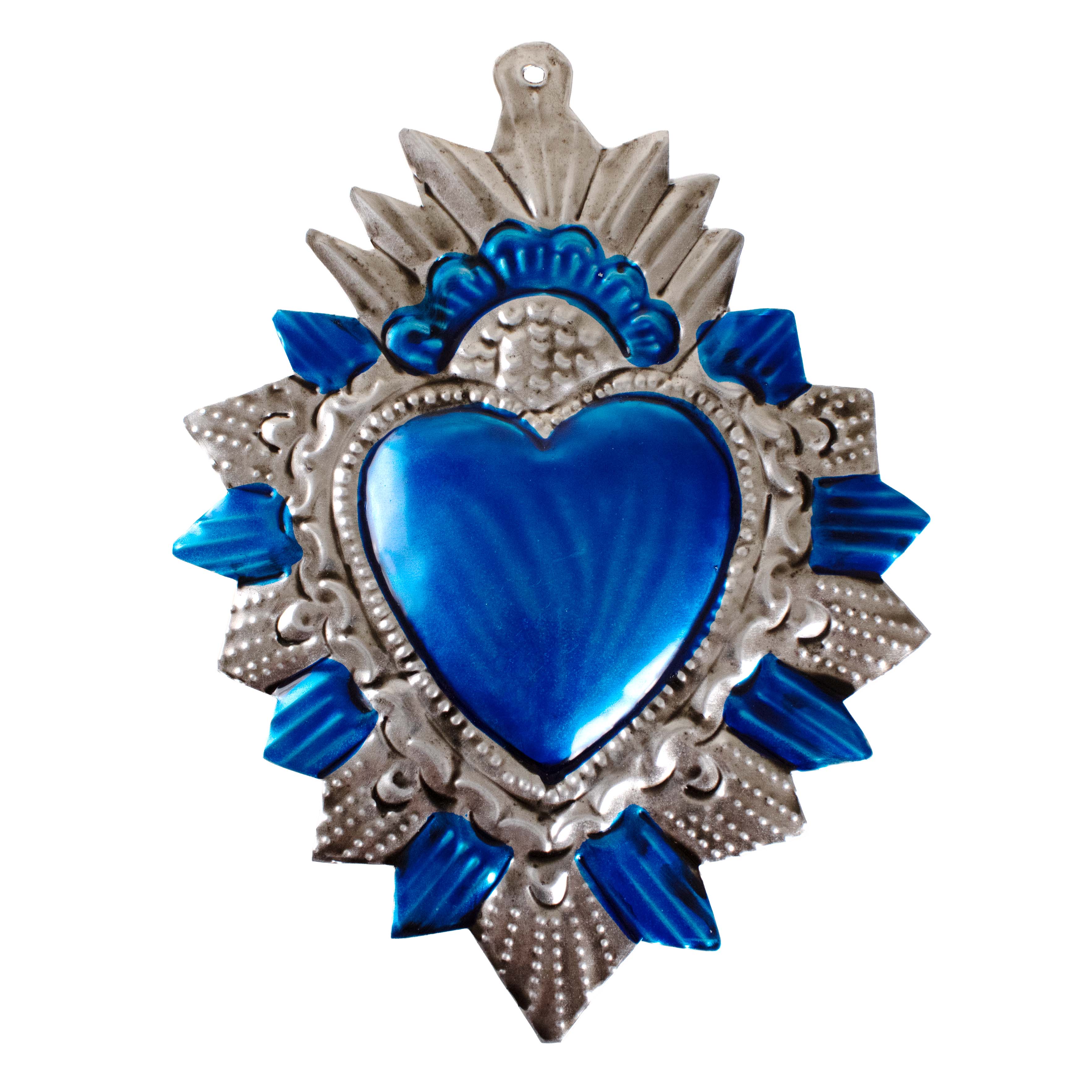 Large Mexican Crown Milagro Tin Hearts - Image 14