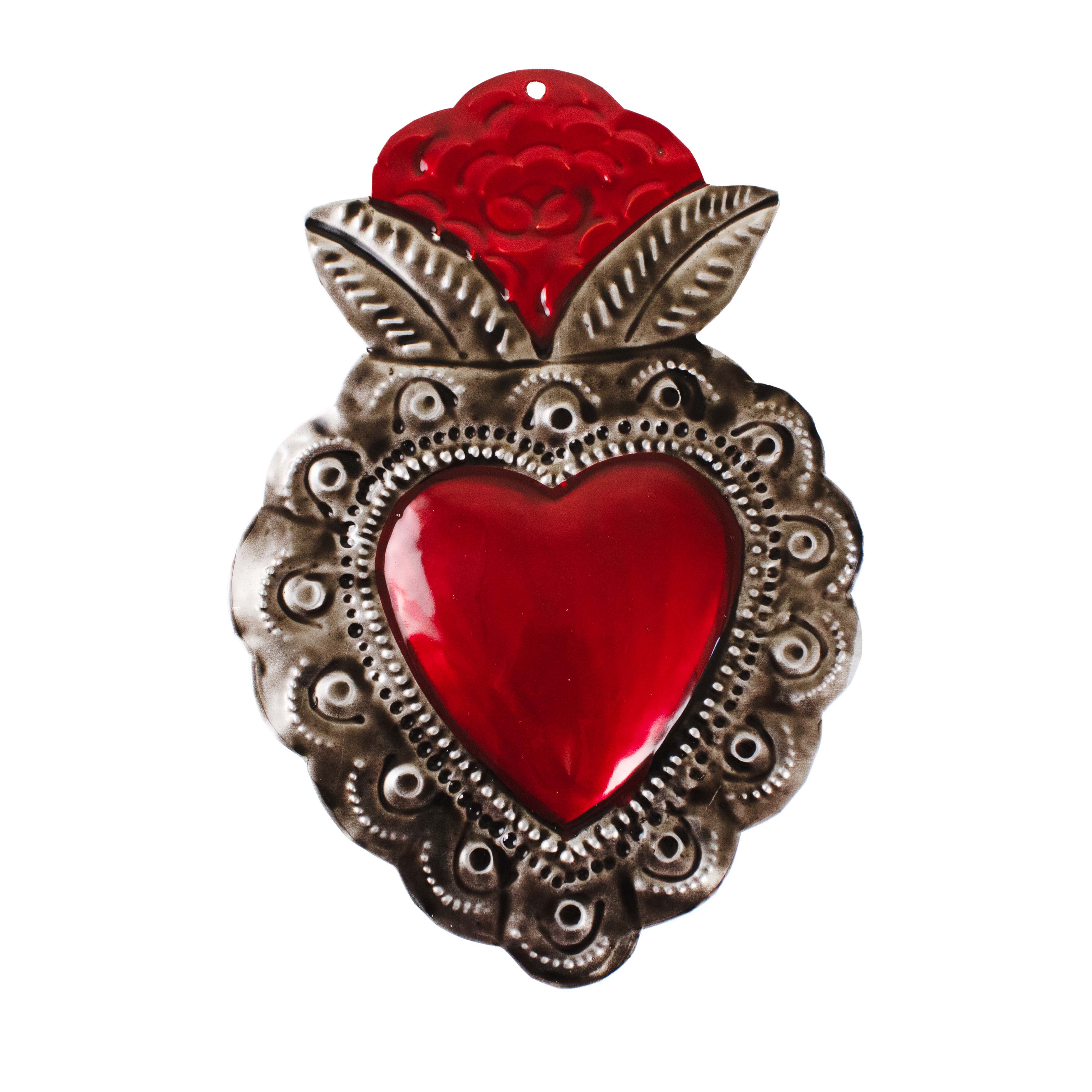 Large Mexican Crown Milagro Tin Hearts - Image 15