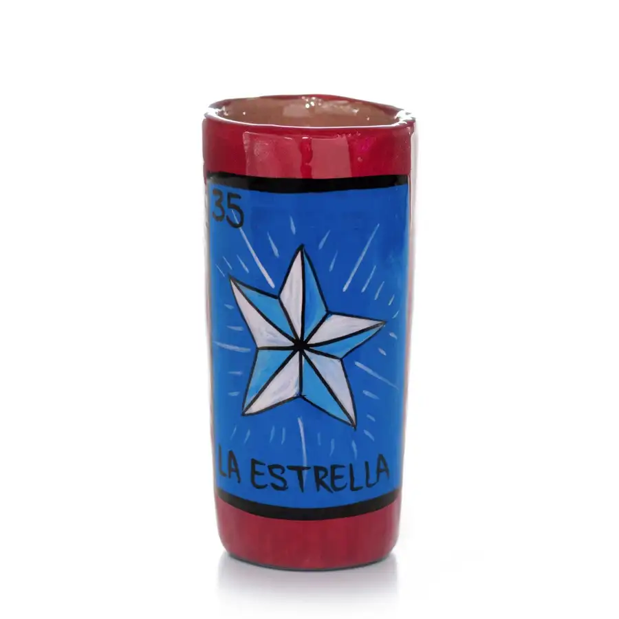 Lotería Hand-painted Clay Shot Glass - Image 14