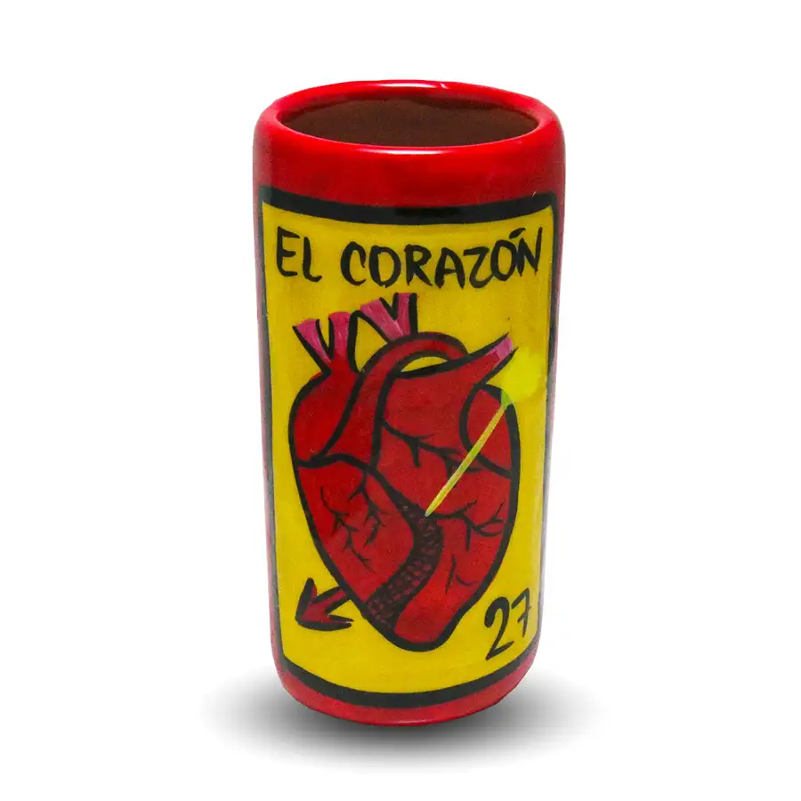 Lotería Hand-painted Clay Shot Glass - Image 3