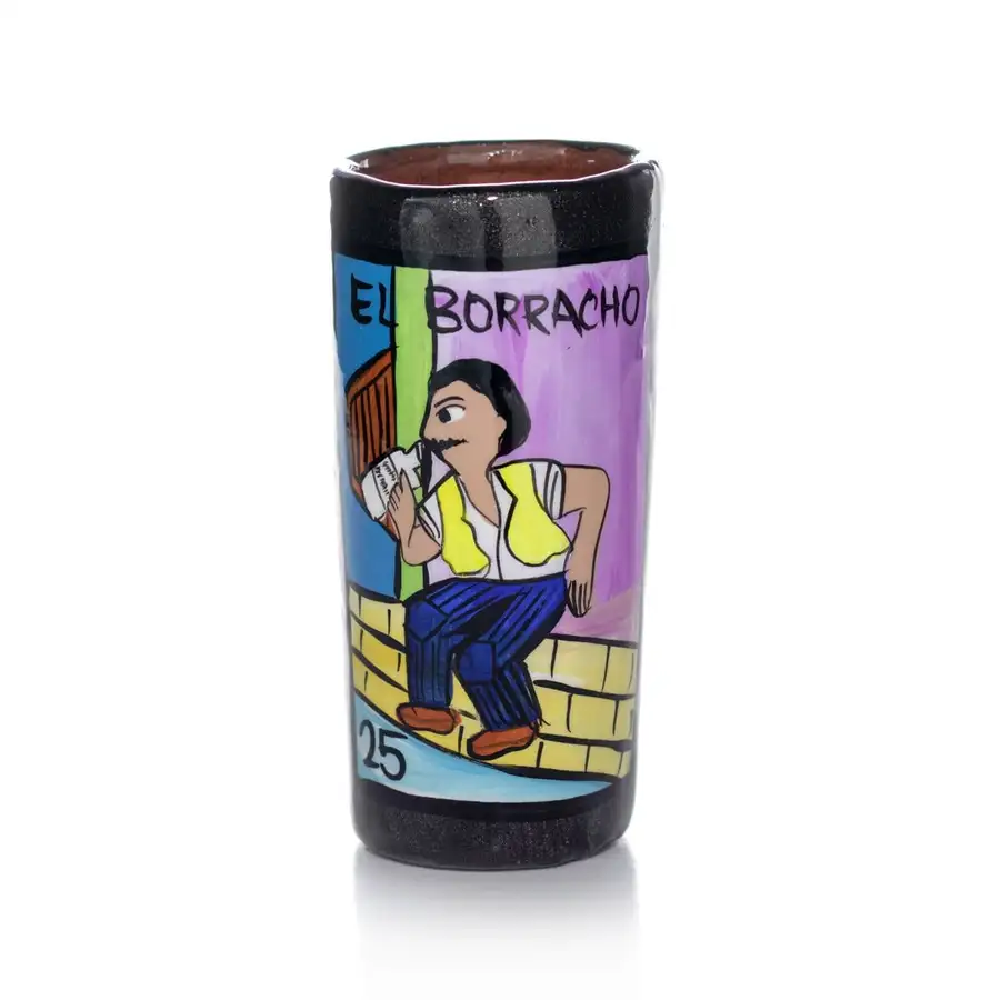 Lotería Hand-painted Clay Shot Glass - Image 5