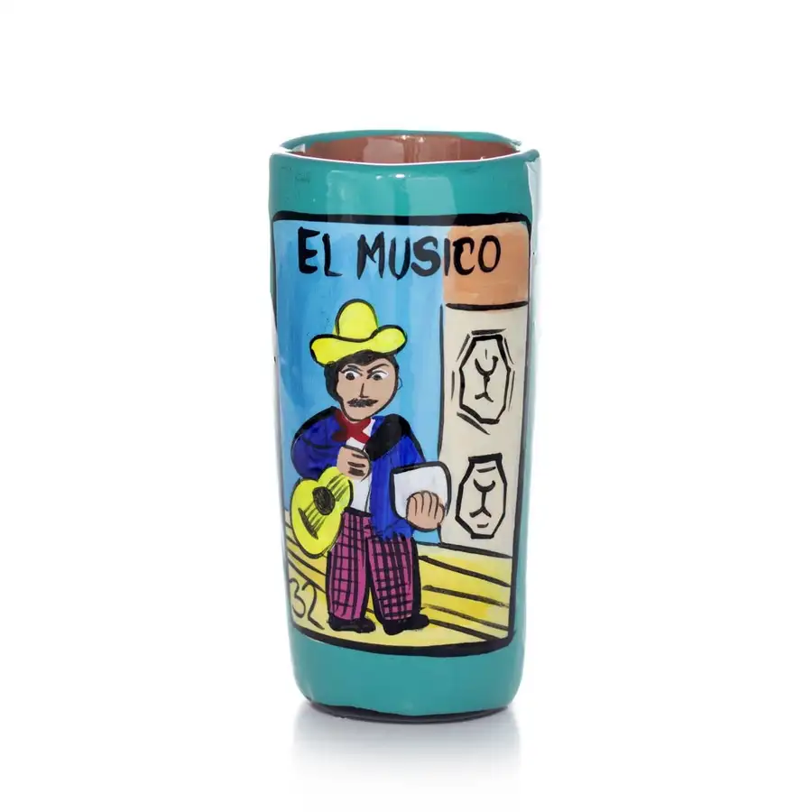 Lotería Hand-painted Clay Shot Glass - Image 7
