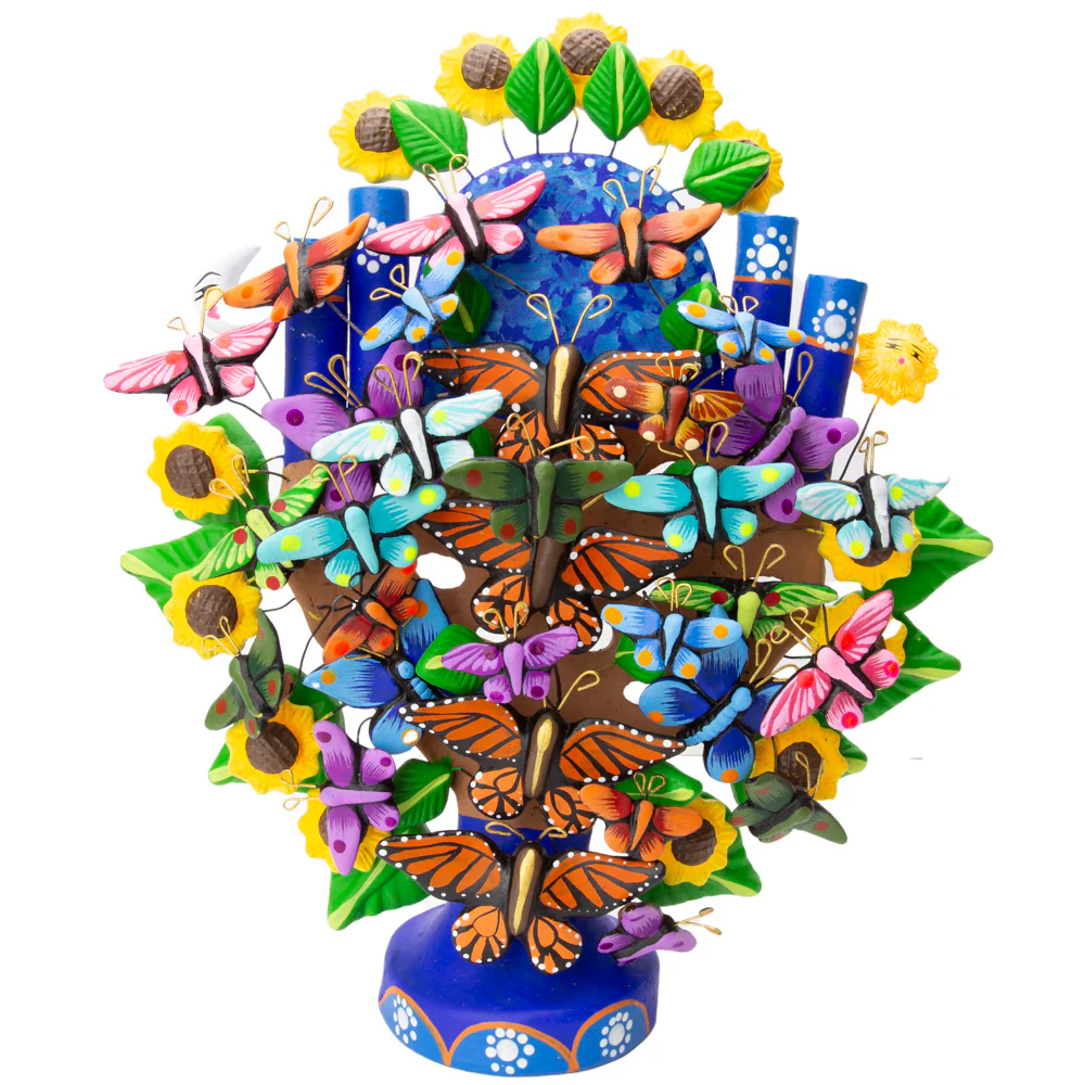 Mexican Tree of Life 1' Clay Sculpture - Image 23