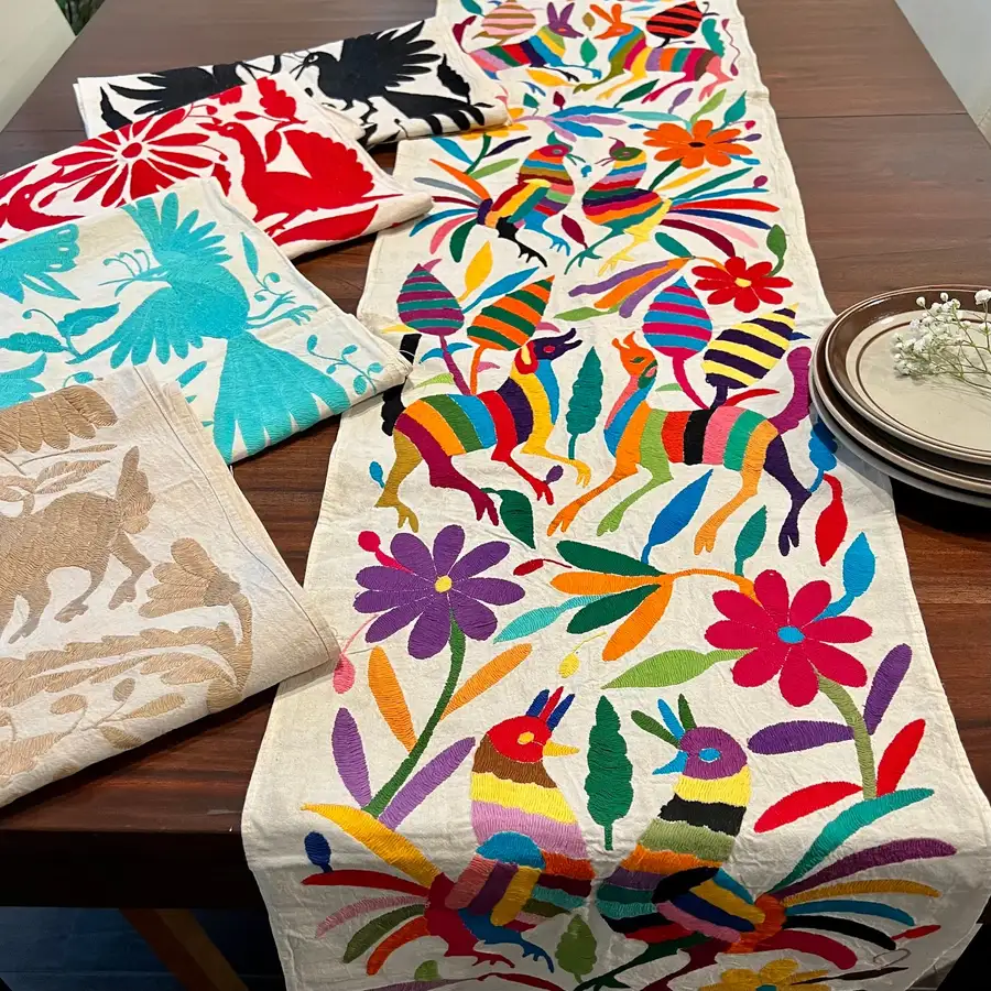 Otomí Hand-Embroidered Table Runner - Image 4