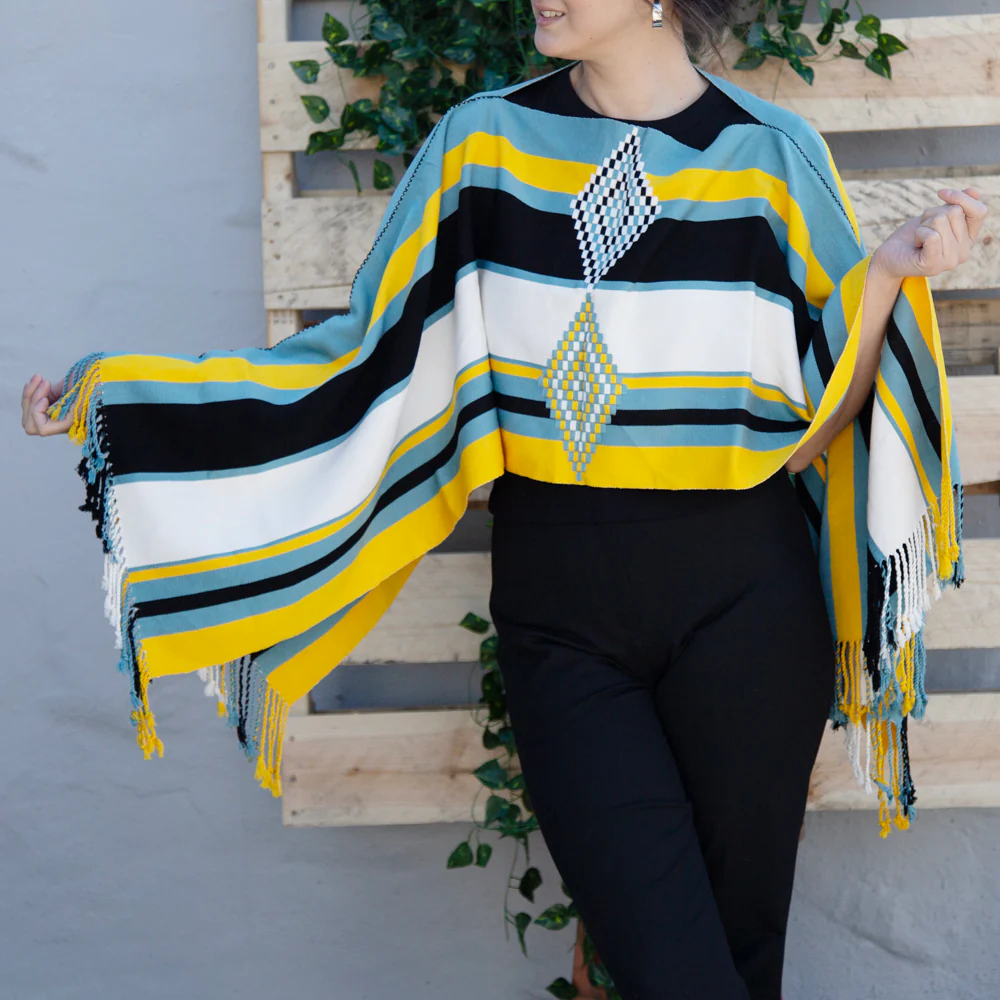 Oxchuc Lines and Rhombus Poncho - Image 12