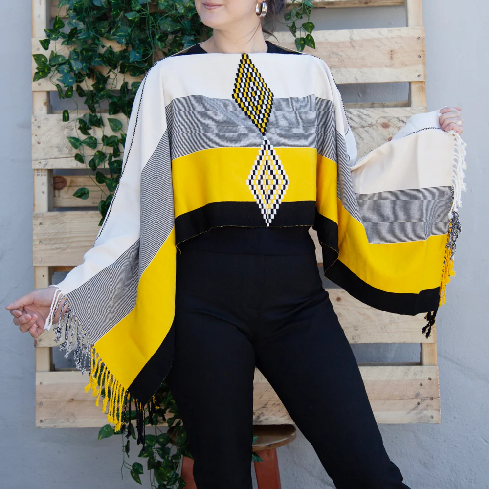 Oxchuc Lines and Rhombus Poncho - Image 13