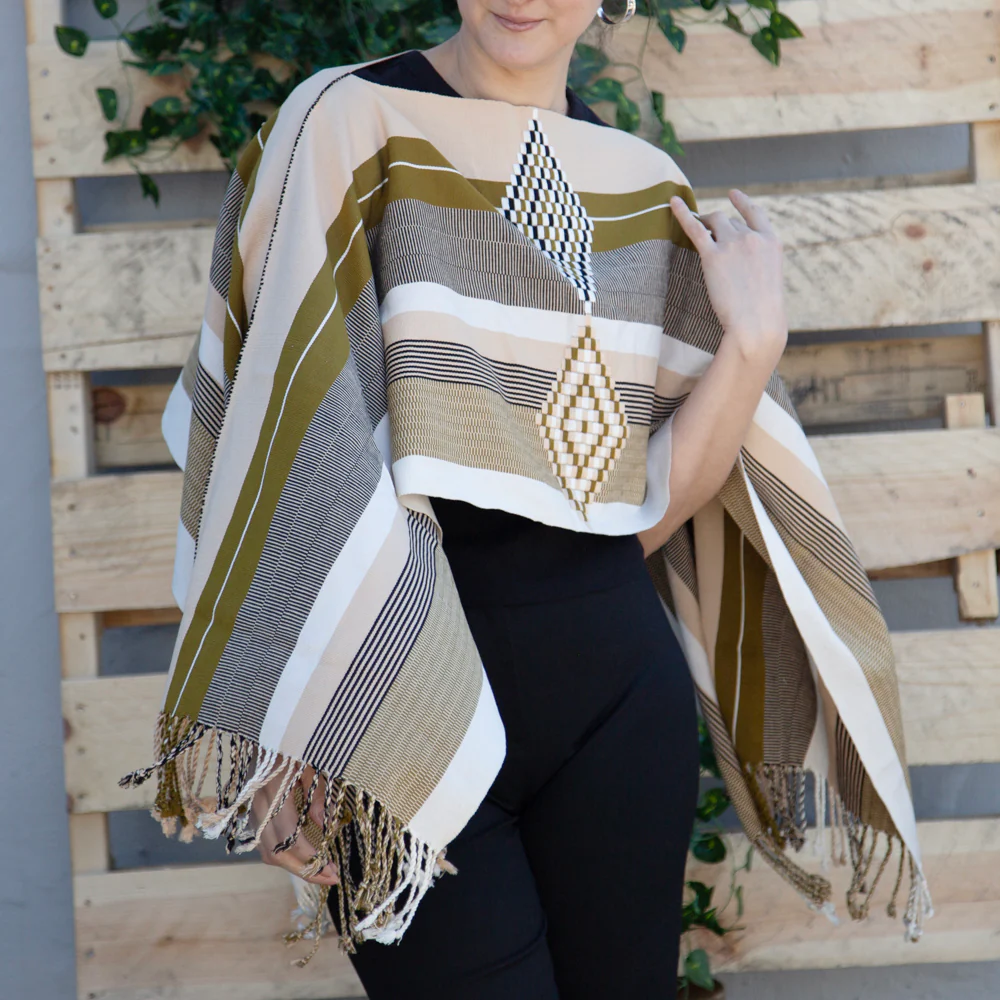 Oxchuc Lines and Rhombus Poncho - Image 15