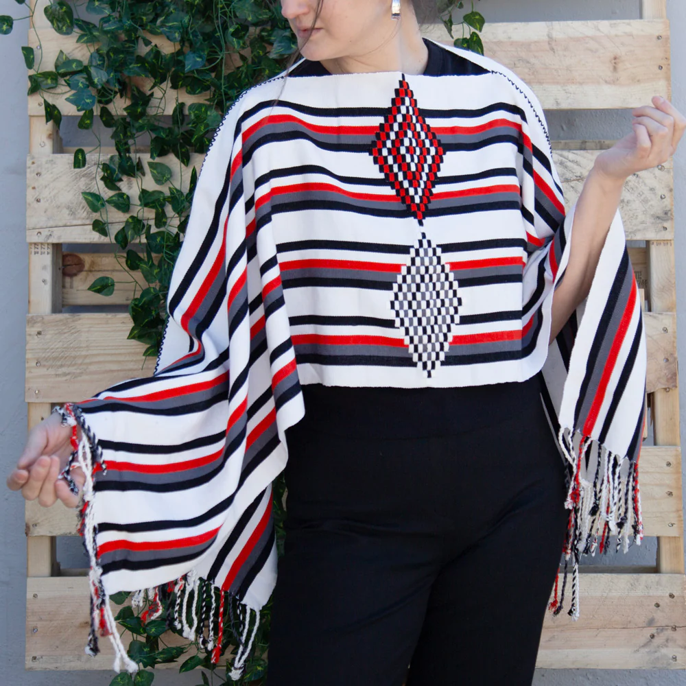 Oxchuc Lines and Rhombus Poncho - Image 16