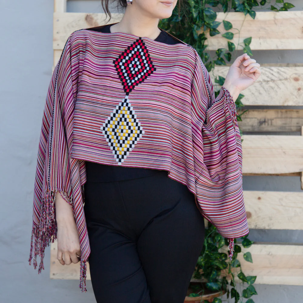 Oxchuc Lines and Rhombus Poncho - Image 17