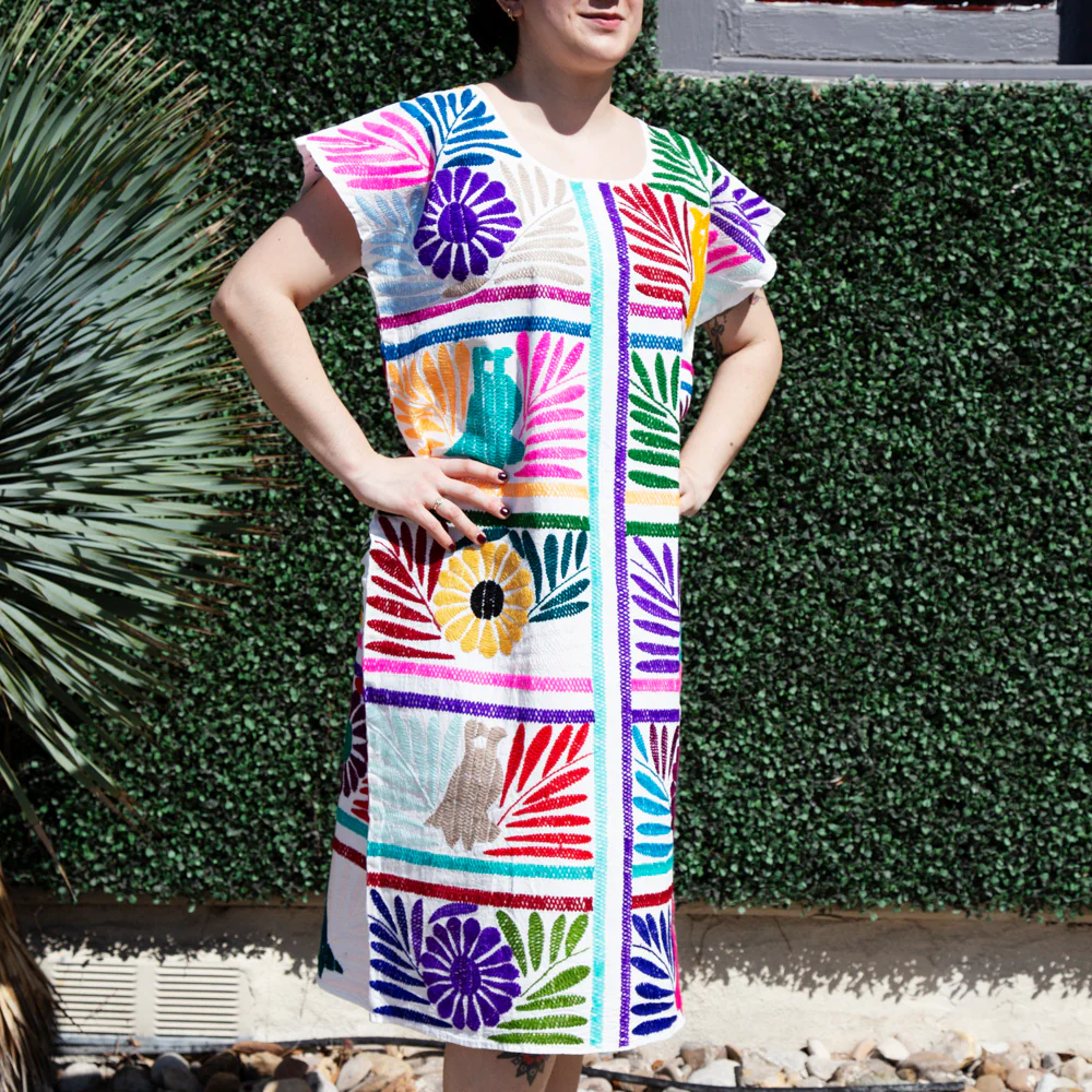 Stitched Palmita Hand-Embroidered Huipil Dress - Image 4