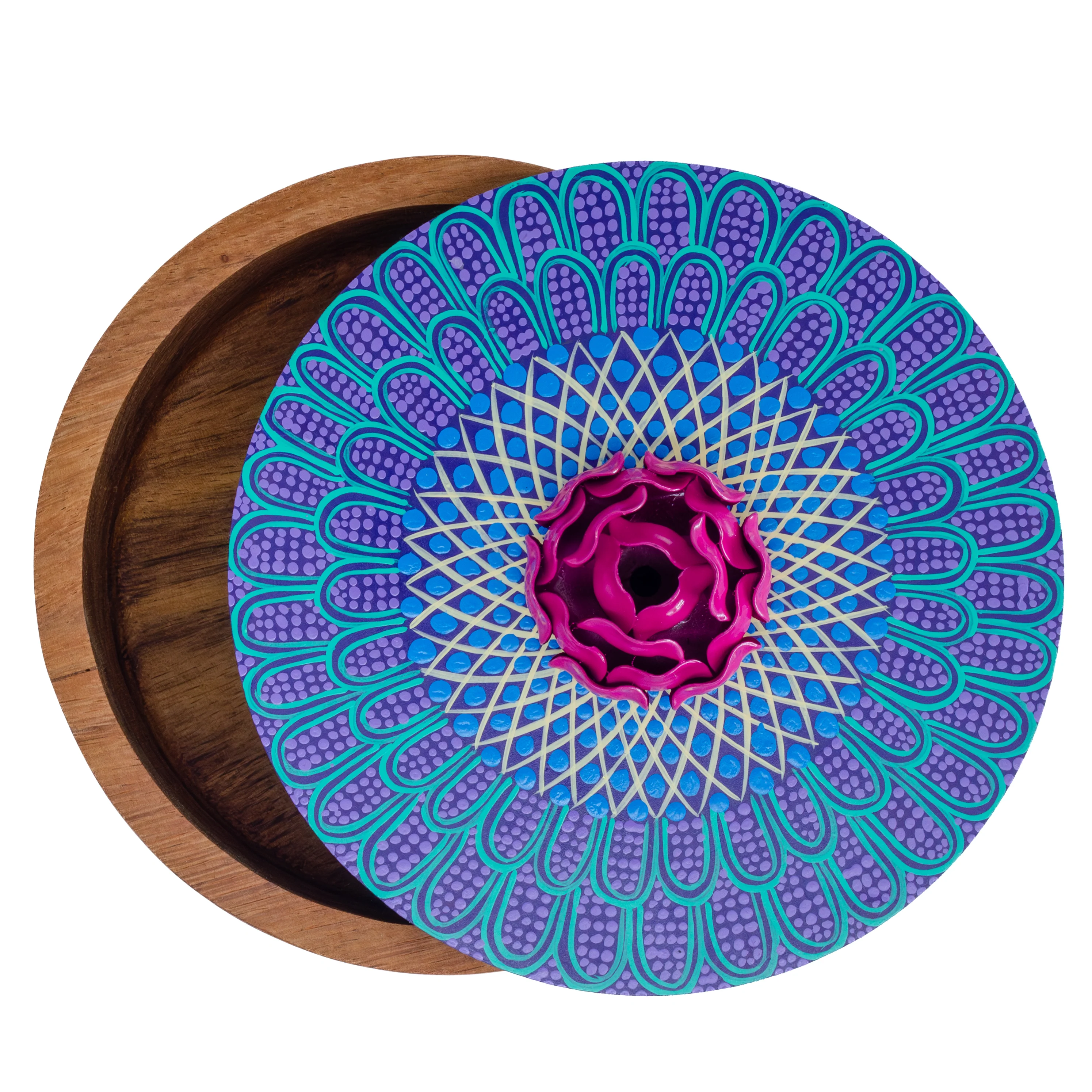 Hand-painted Parota Solid Wood Kitchen Tortillero/Basket - Image 17