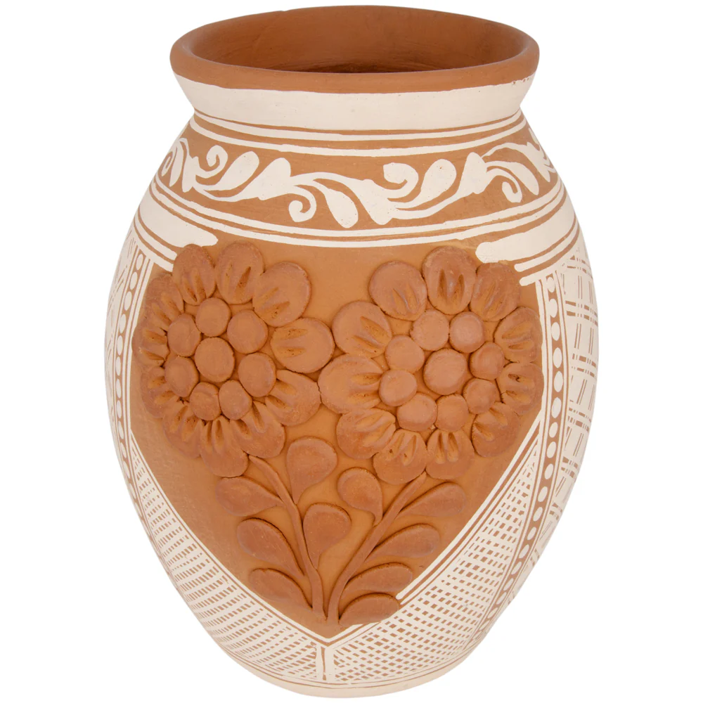 Patamban Cantaro Vase with Sculpted Flowers - Image 3