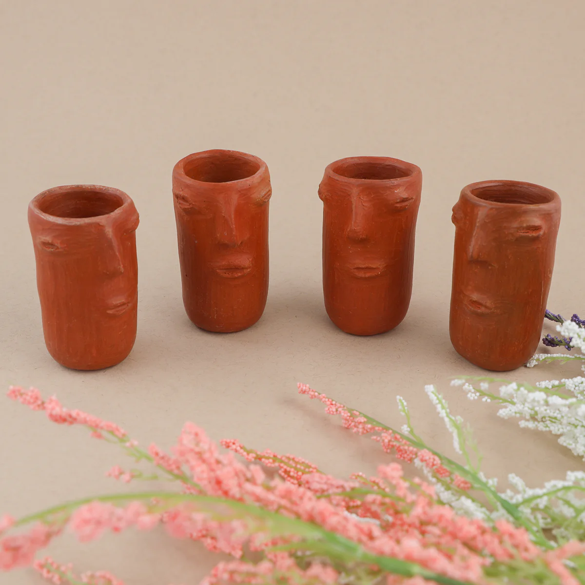 Red Clay Face Terracotta Tall Shot Glass - Image 3