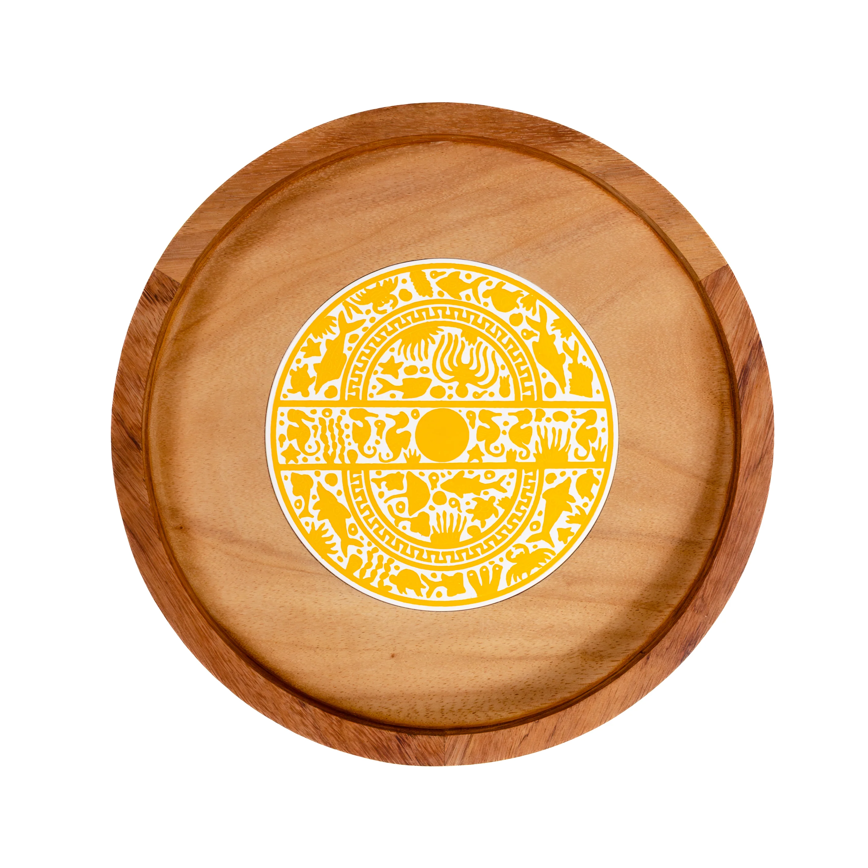 Round Olinalá Parota Solid Wood Serving Tray - Image 6