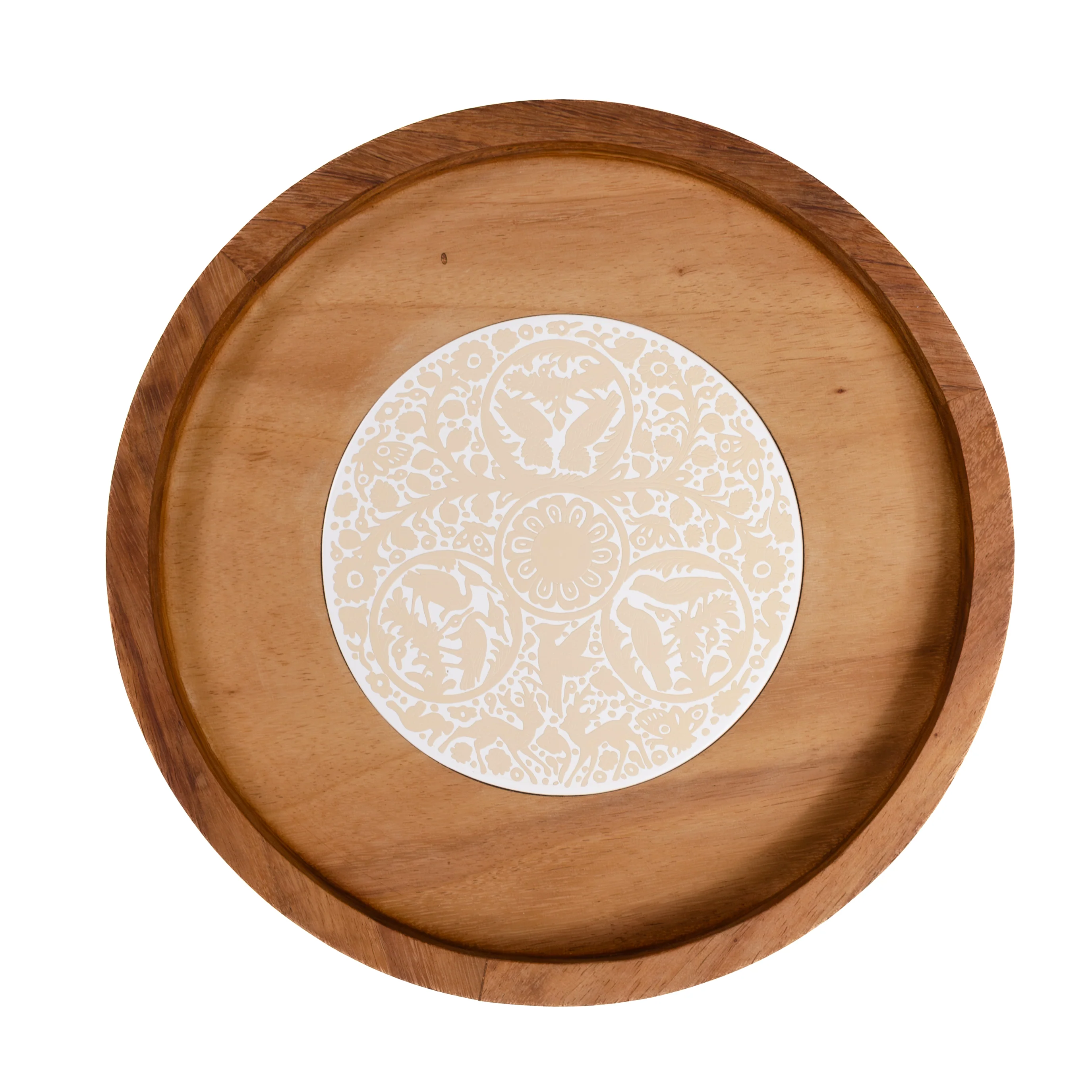 Round Olinalá Parota Solid Wood Serving Tray - Image 7