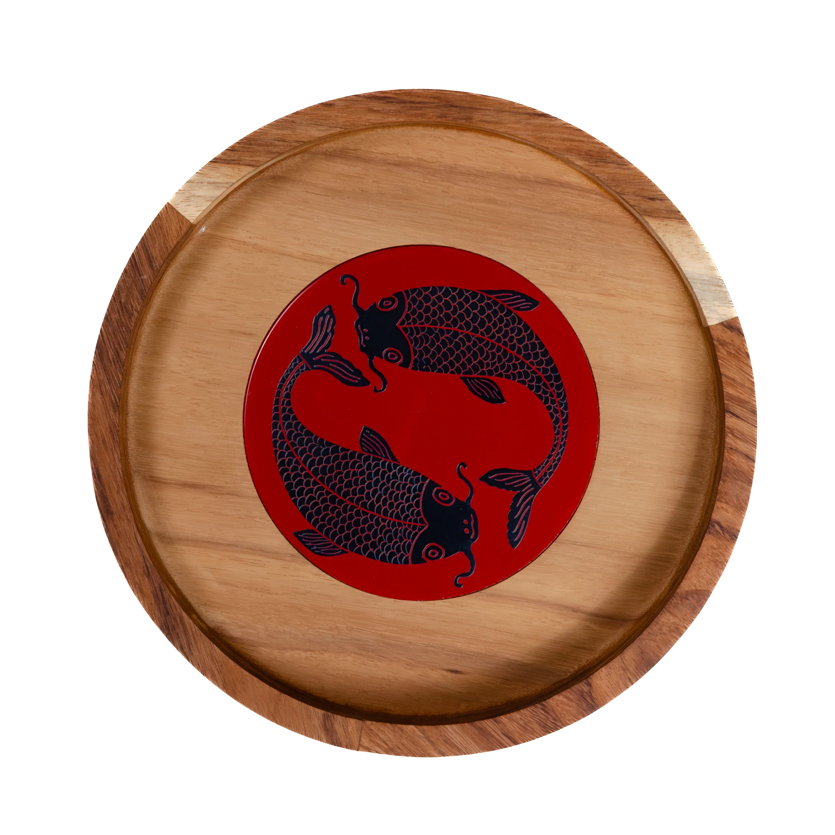 Round Olinalá Parota Solid Wood Serving Tray - Image 8