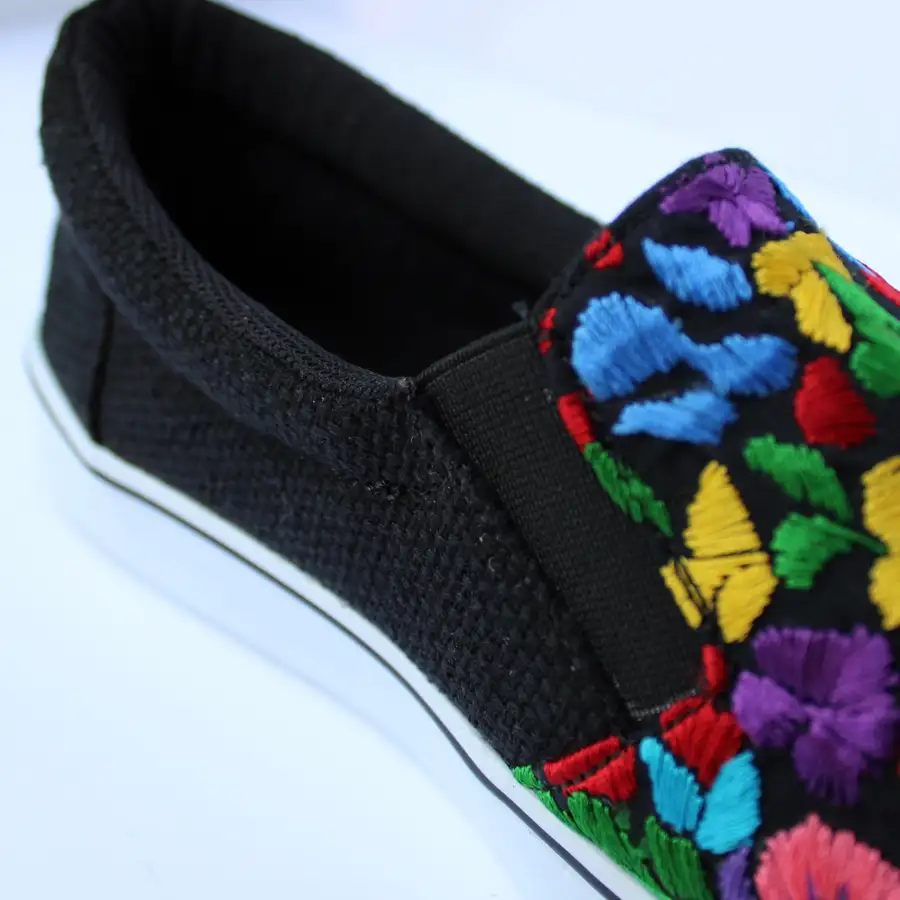 San Antonino Black with Multicolor Floral Embroidery Sneakers - Image 6
