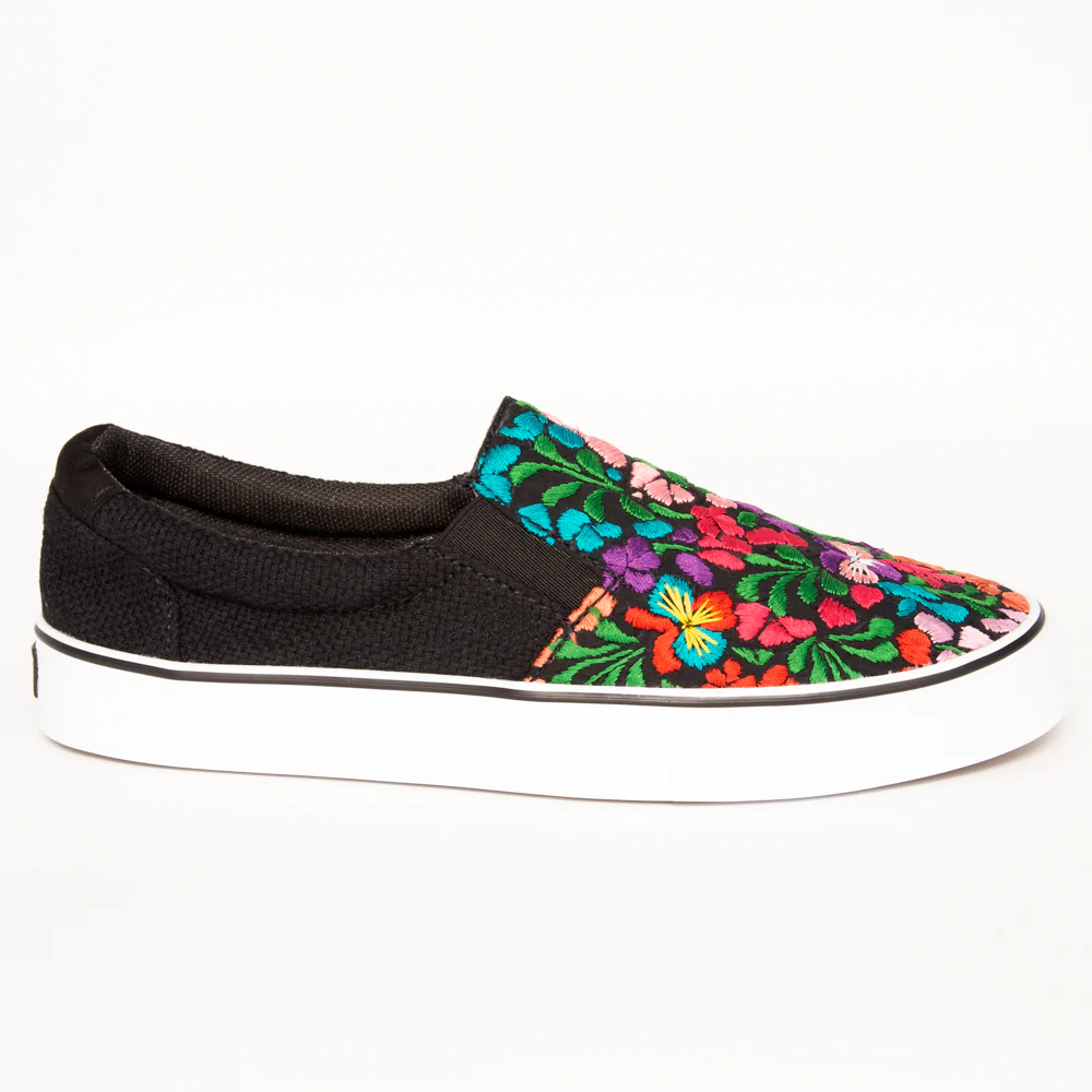 San Antonino Black with Multicolor Floral Embroidery Sneakers - Image 9