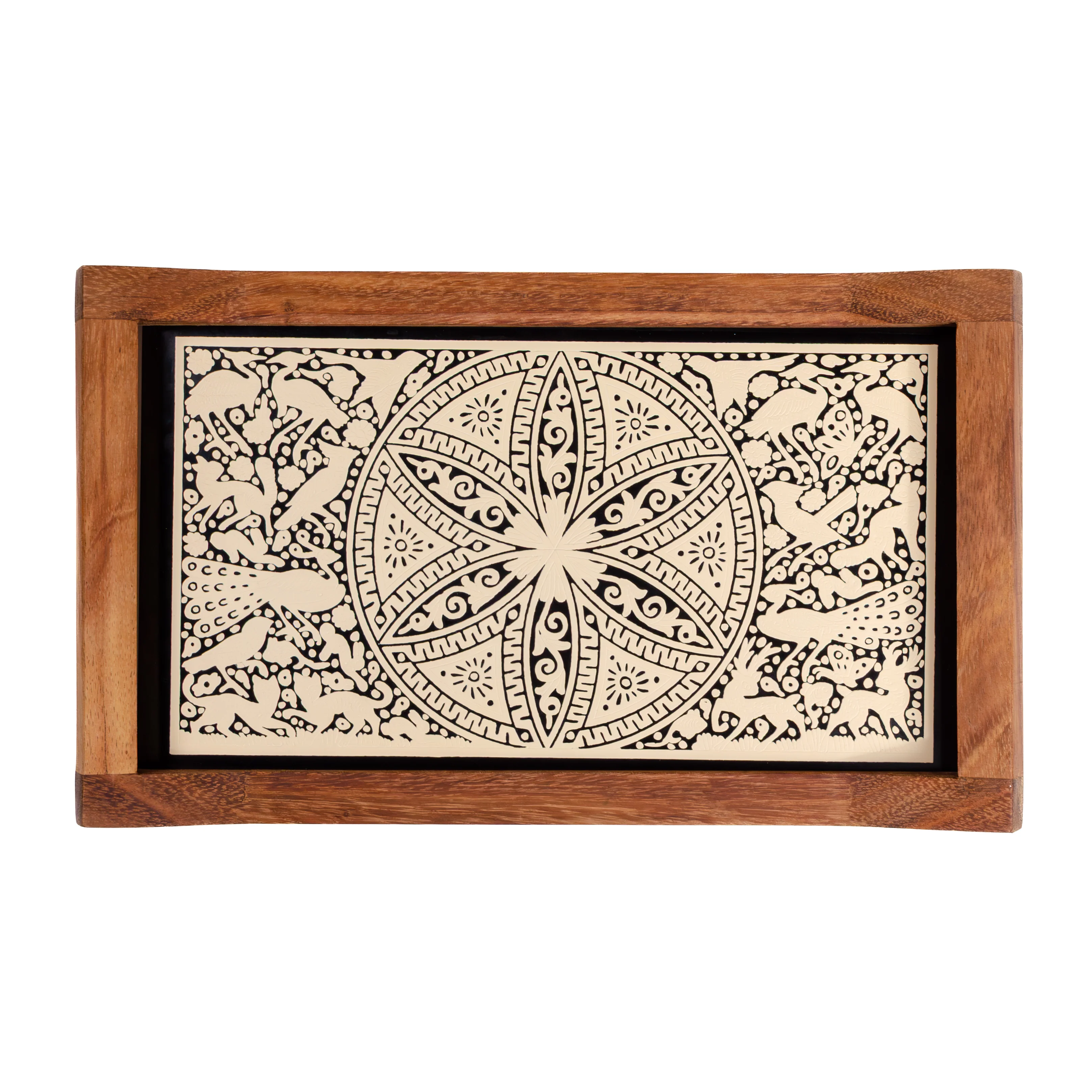 Small Olinalá Parota Solid Wood Serving Tray - Image 11