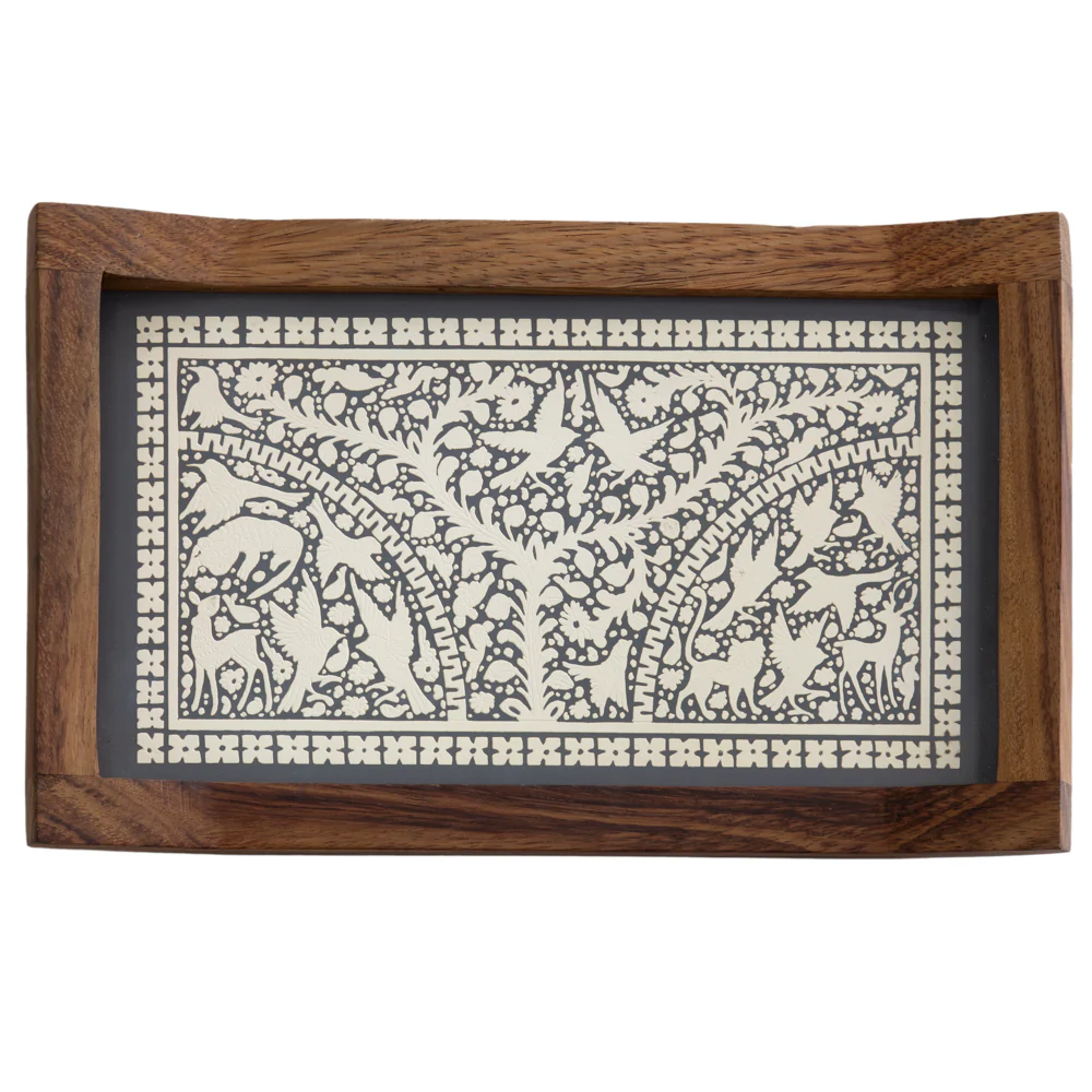 Small Olinalá Parota Solid Wood Serving Tray - Image 12